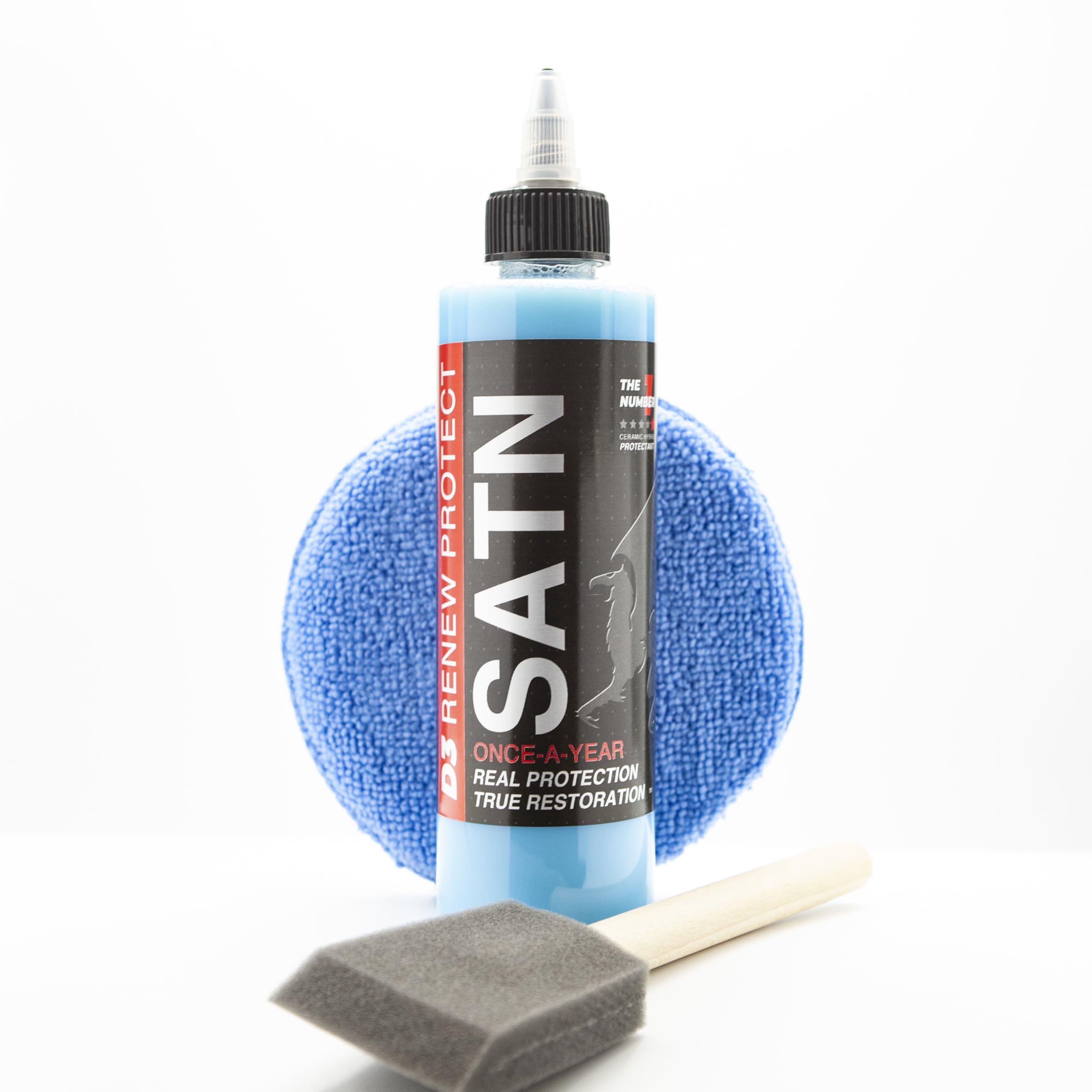 Satn 8Oz | Low-Gloss Ceramic-Hybrid Protectant | Safe For Motorcycles, Golf Carts, Rvs | Trim & Tire Preservation, Oem Restorer