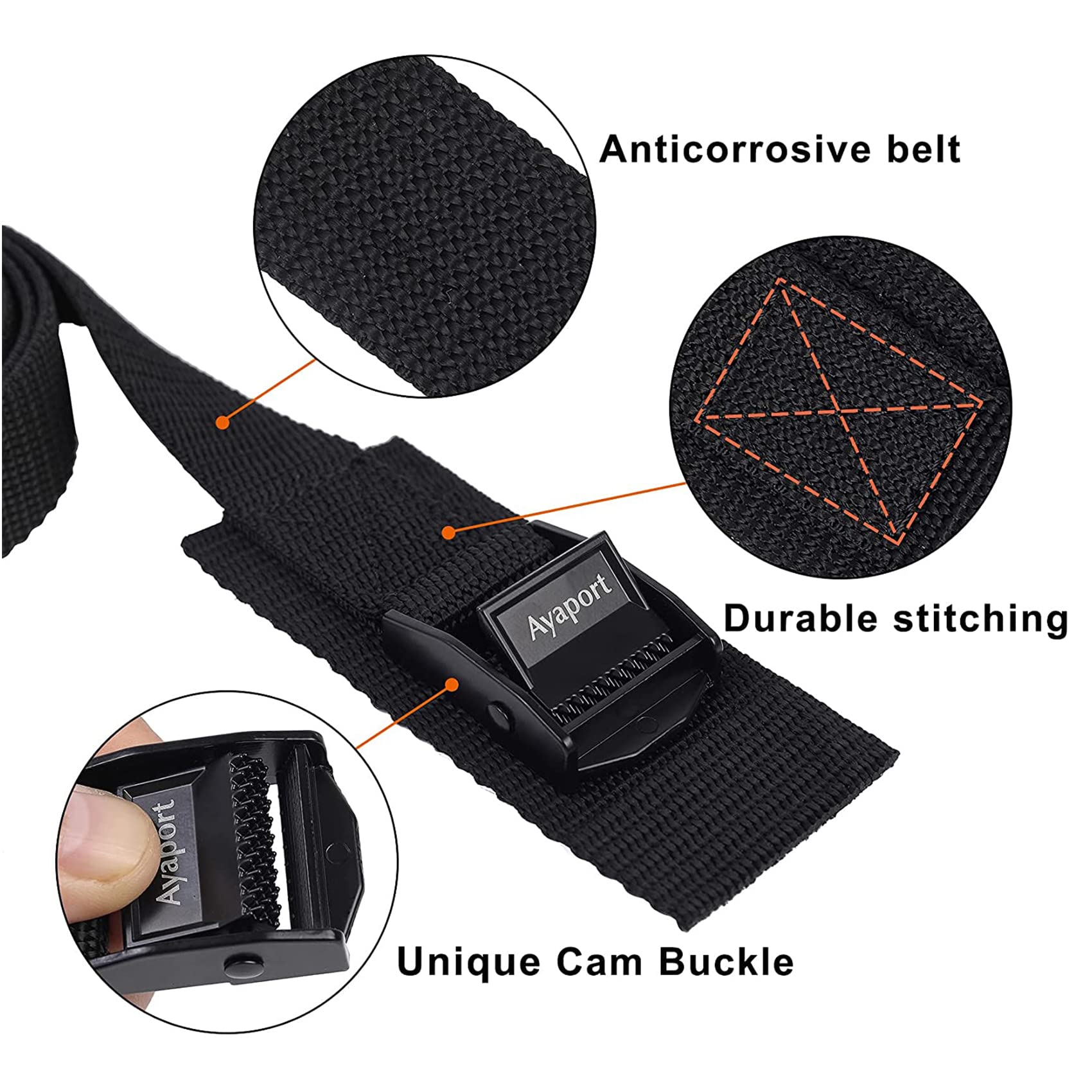 Ayaport Adjustable Cam Buckle Lashing Straps 6ft 4pack Tie Down Straps