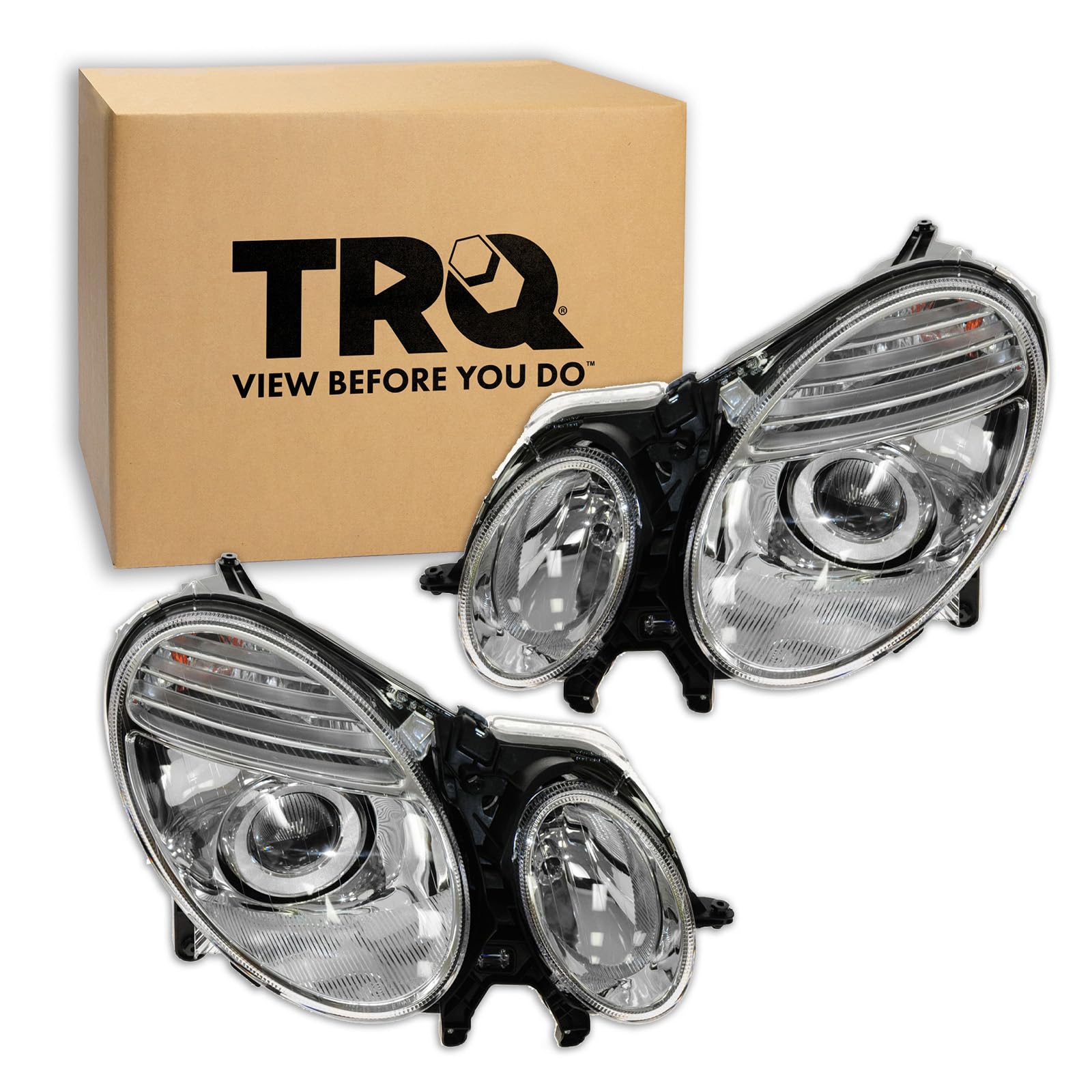 Trq Driver & Passenger Side Headlight Assembly Set Headlights Driver & Passenger Side Compatible With 2007-2009 Mercedes-Benz E3