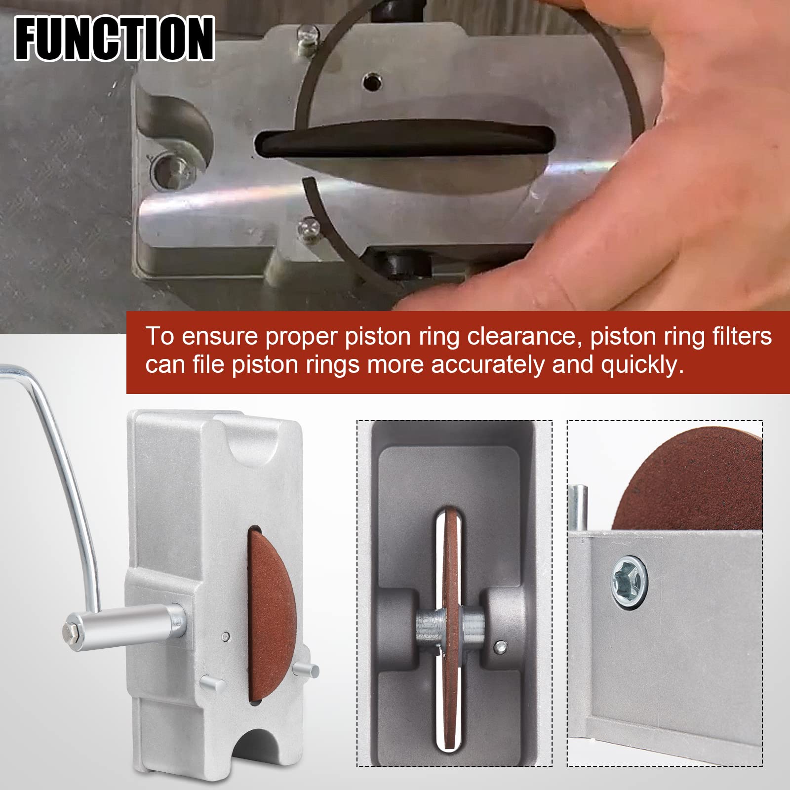 Temsone Piston Ring Cutting Wheel Filing Tool, Piston Ring Grinder, Piston Ring Clearance Adjustment Tool, Manual Piston Ring Fi