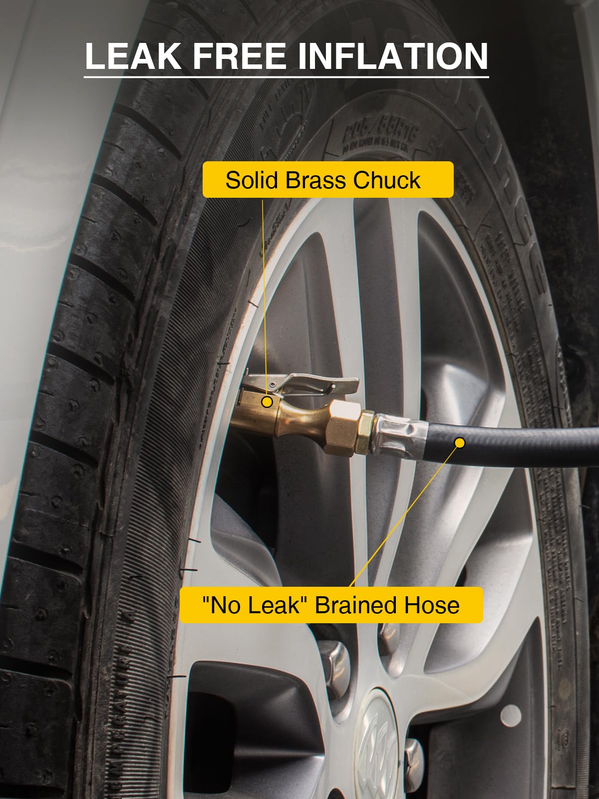 Azuno Digital Tire Inflator With Pressure Gauge, 200 Psi, Heavy Duty Air Compressor Accessories, With Rubber Hose Lock On Air Ch