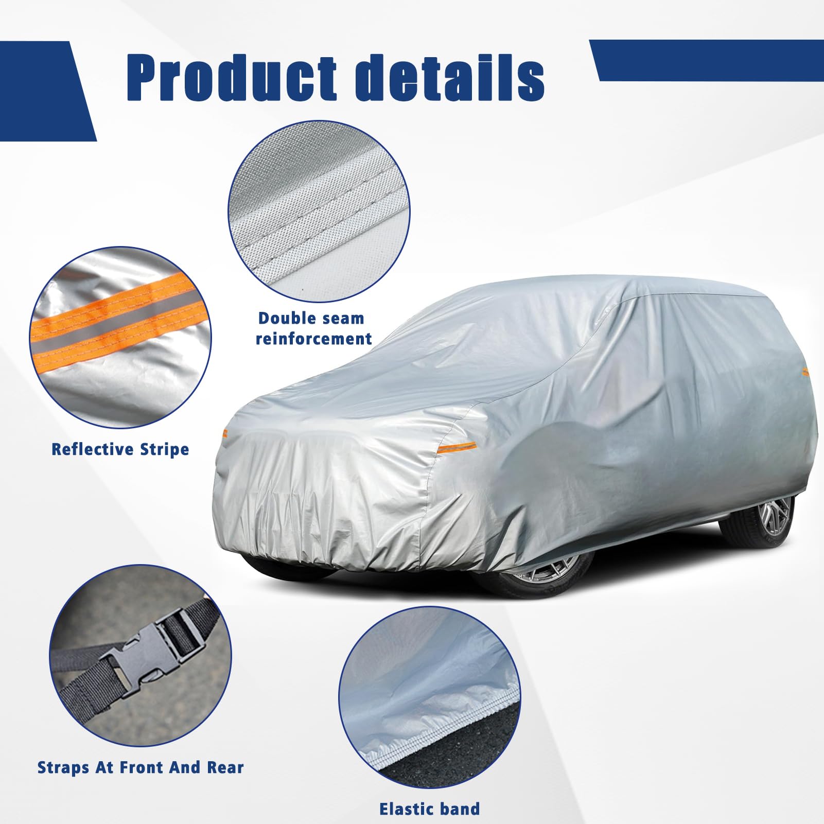 Kayme 6 Layers Suv Car Cover Custom Fit For Bmw X7(2018-2024) Waterproof All Weather For Automobiles, Outdoor Full Cover Rain Su