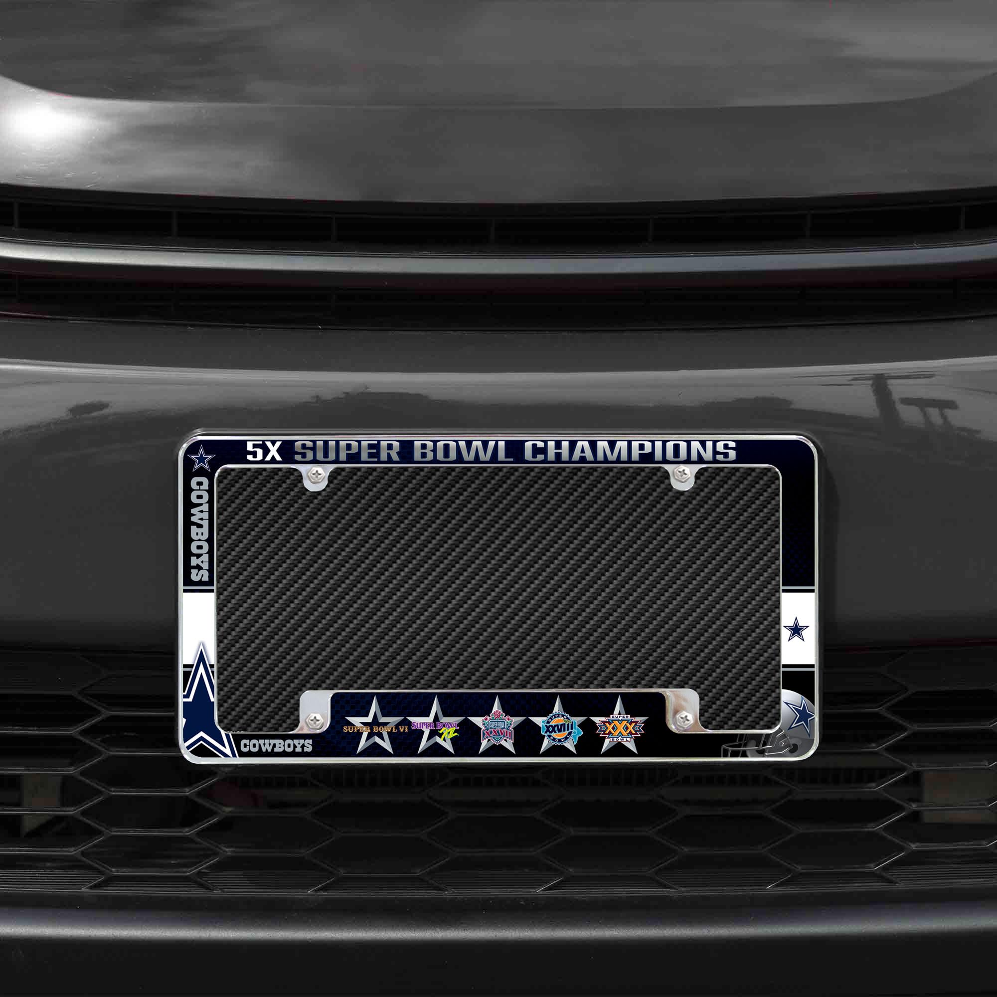 Rico Industries Nfl Dallas Cowboys Multi Champ 12 X 6 Chrome All Over Automotive License Plate Frame For Cartrucksuv