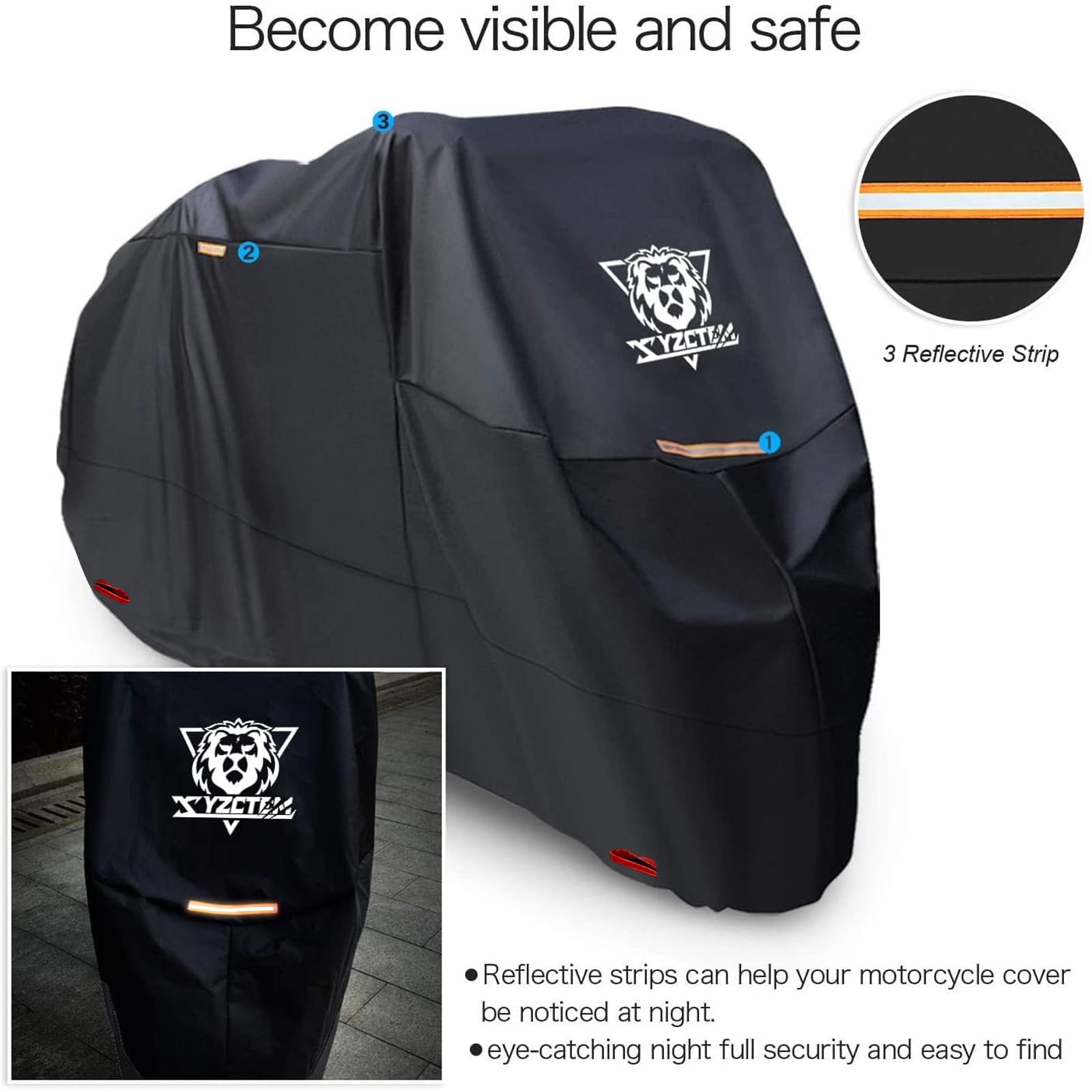 Xyzctem Motorcycle Cover -Waterproof Outdoor Storage Bag,Made Of Heavy Duty Material Fits Up To 87 Inch, Compatible With Harley