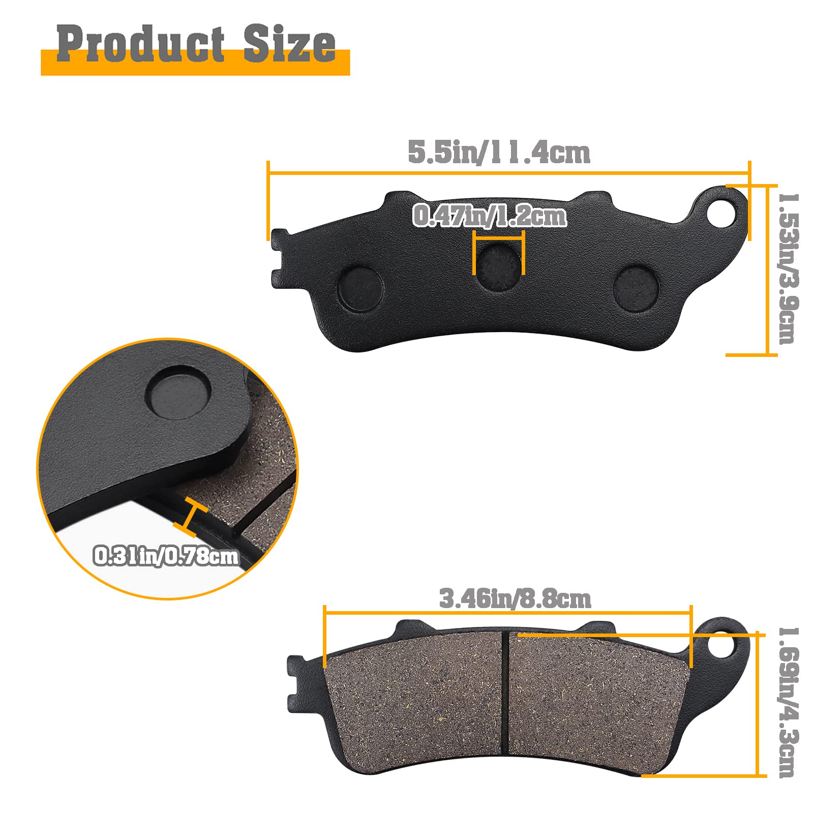 VTX1800 Front and rear Brake Pads Compatible for honda VTX1800 All models 2002-2013 / GL1800 Goldwing All models 2001-2016/ CBR1