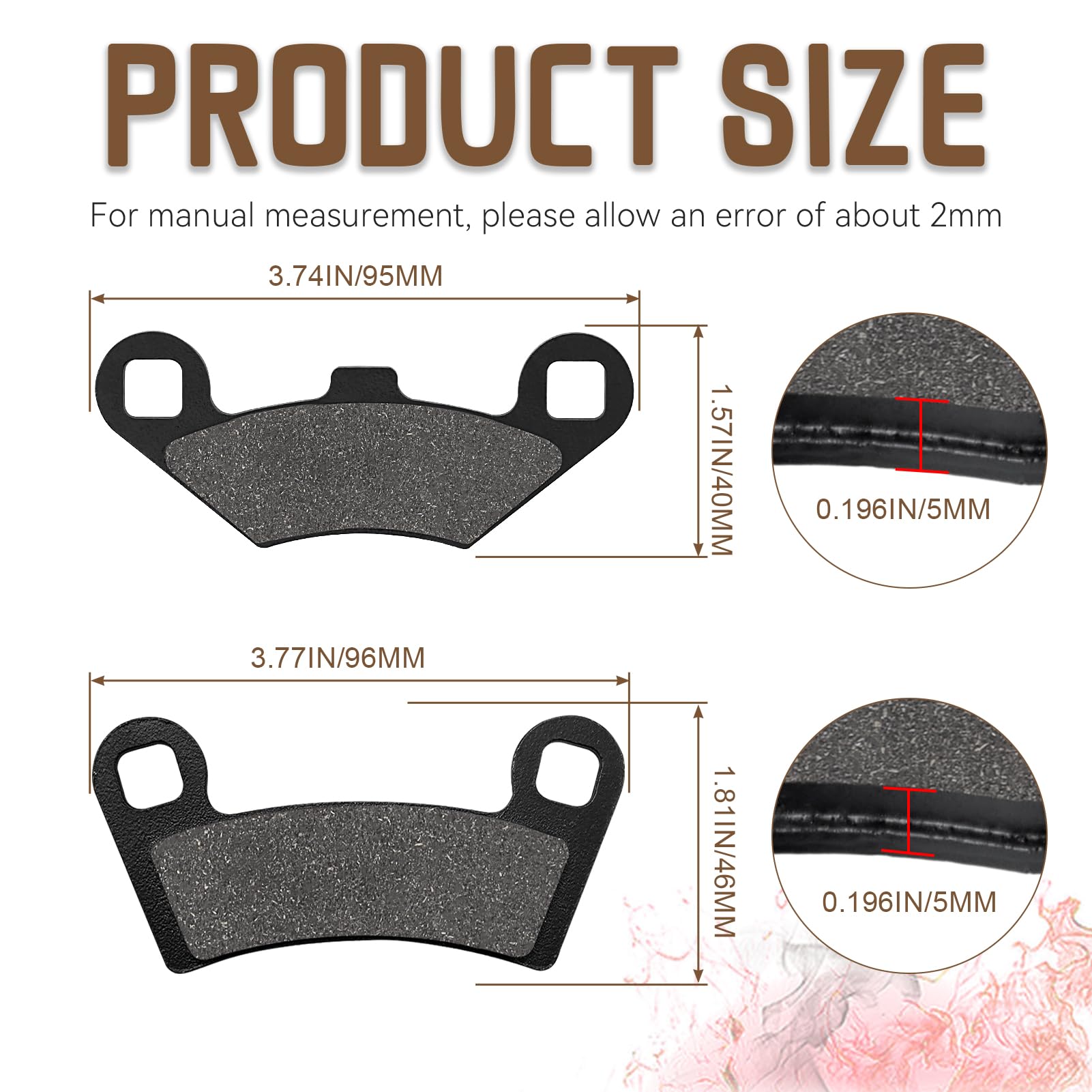 Sollon Front And Rear Brake Pads For Polaris Rzr 800 2008-2014 Rzr S 800 Rzr 800S 2009-2014 Rzr 570 2012-2015
