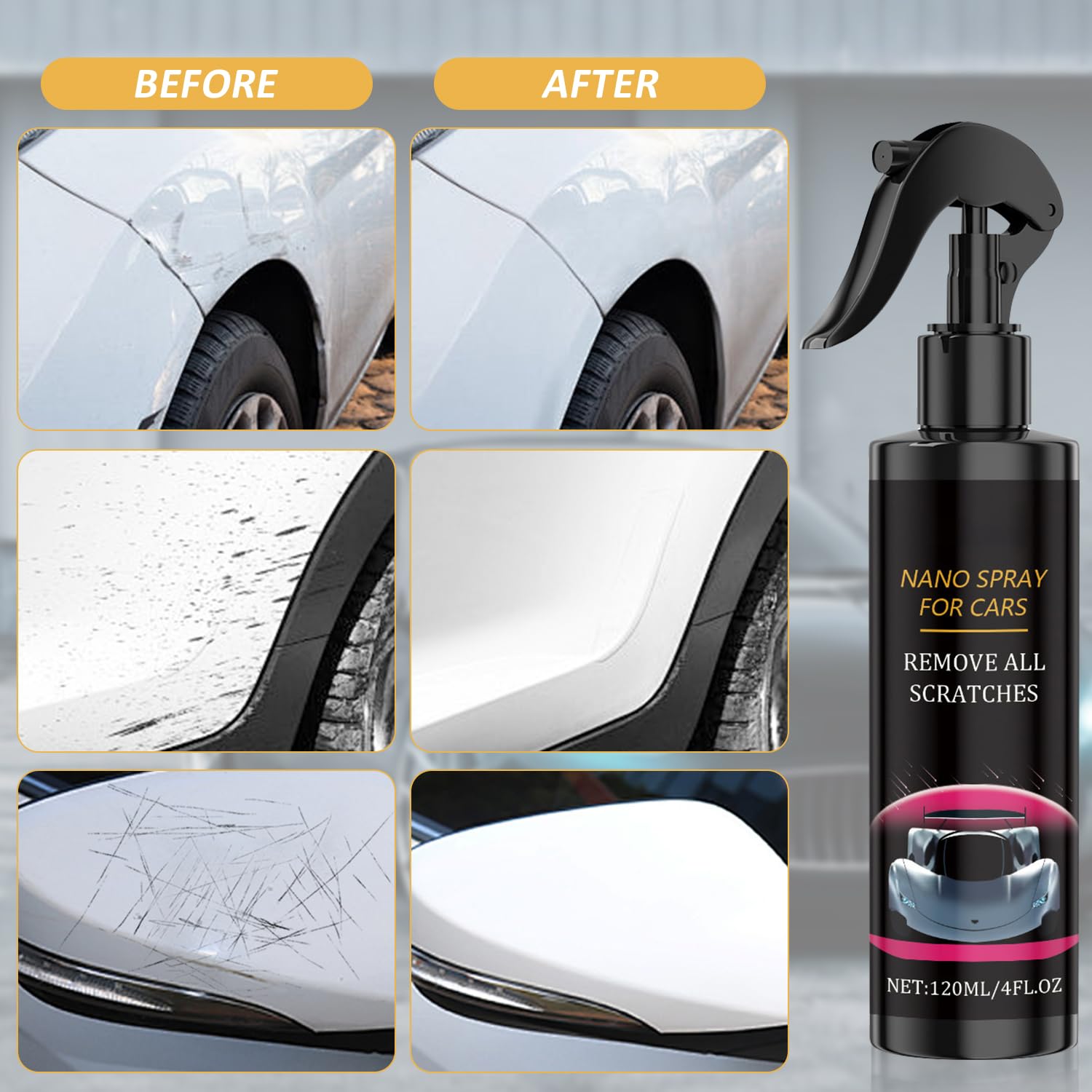 2PCS Nuracoat Nano Car Spray, Nuracoat Scratch Remover, Car Scratch Repair Nano Spray, Grade Scratch Removal and Shine Restorati