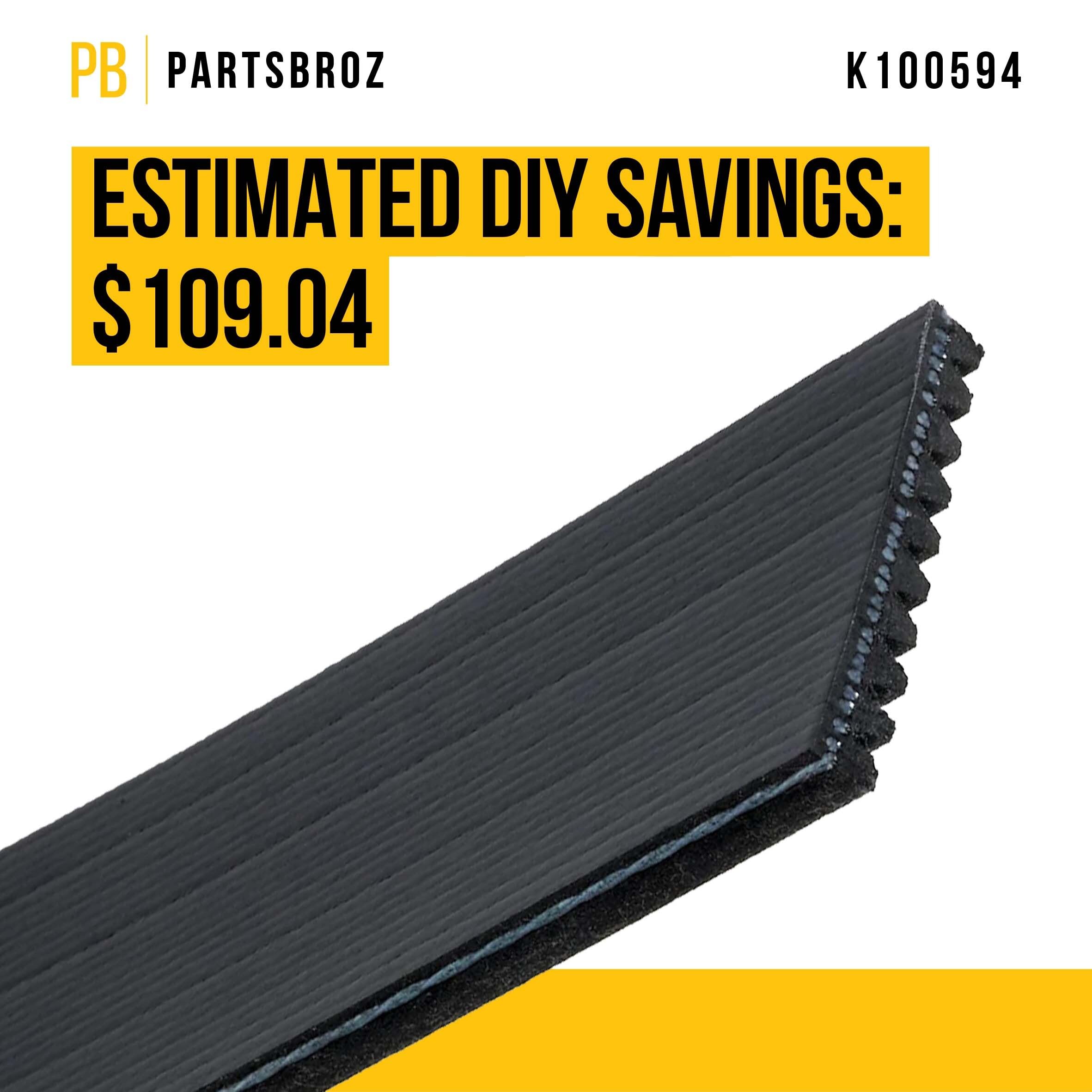 Partsbroz K100594 Micro-V Serpentine Drive Belt - Compatible With Gates Goodyear Dayco Bando Acdelco Continental - Replaces K100