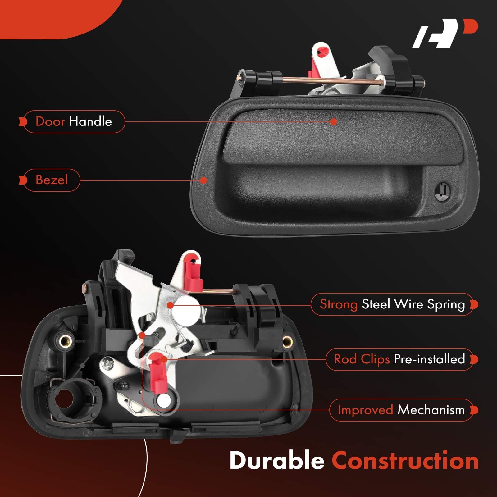 A-Premium Exterior Tailgate Handle Assembly - Compatible With Toyota Tundra 2000 2001 2002 2003 2004 2005 2006 -Textured Black, W/Keyhole, Tailgate Handle Latch - Replace Parts 69090-Oc010, To1915110