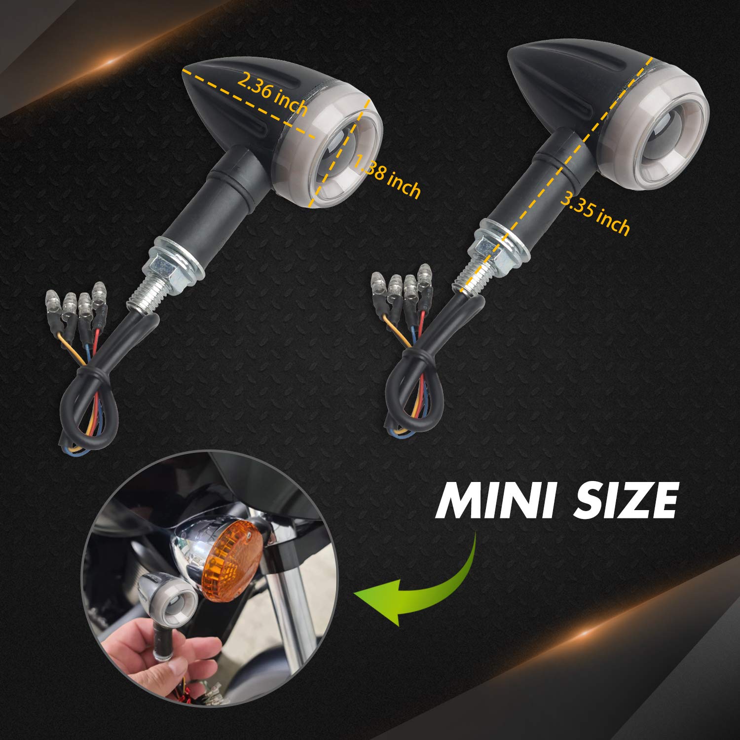 NTHREEAUTO Sequential Turn Signals Light LED Switchback Flowing Motorcycle Blinkers Universal Bullet Indicators Compatible with