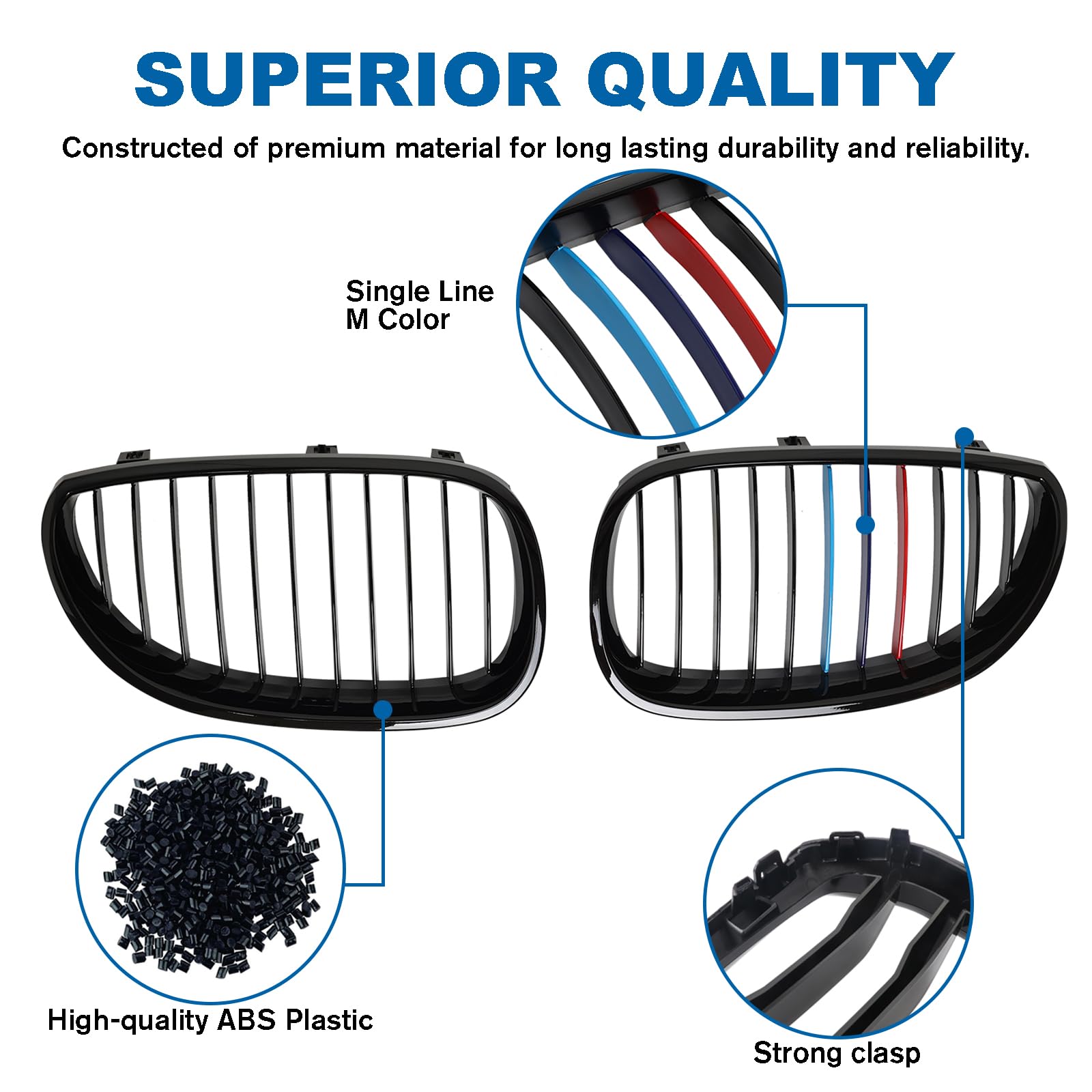 Billdio E60 Grille,Front Kidney Grill M Color Grille Compatible With 2003-2009 Bmw 5 Series E60 E61 520I,523I,525I,528I,530I,535