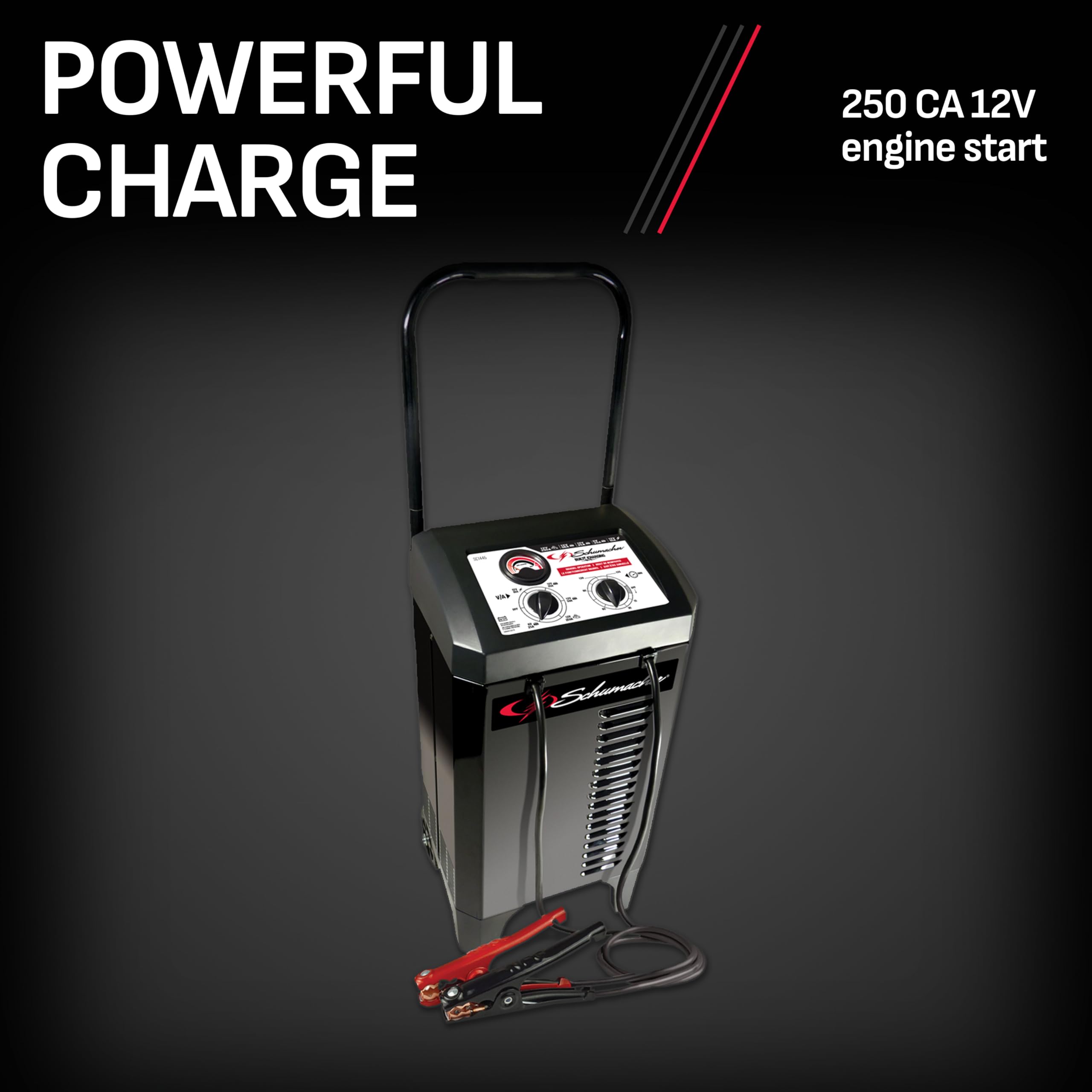 Schumacher Electric Sc1445 Manual Timer-Controlled Wheeled Battery Charger And Jump Starter For Cars, Suvs, Trucks, And Boats, 250 Cranking Amps, 6 Volts, 12 Volts