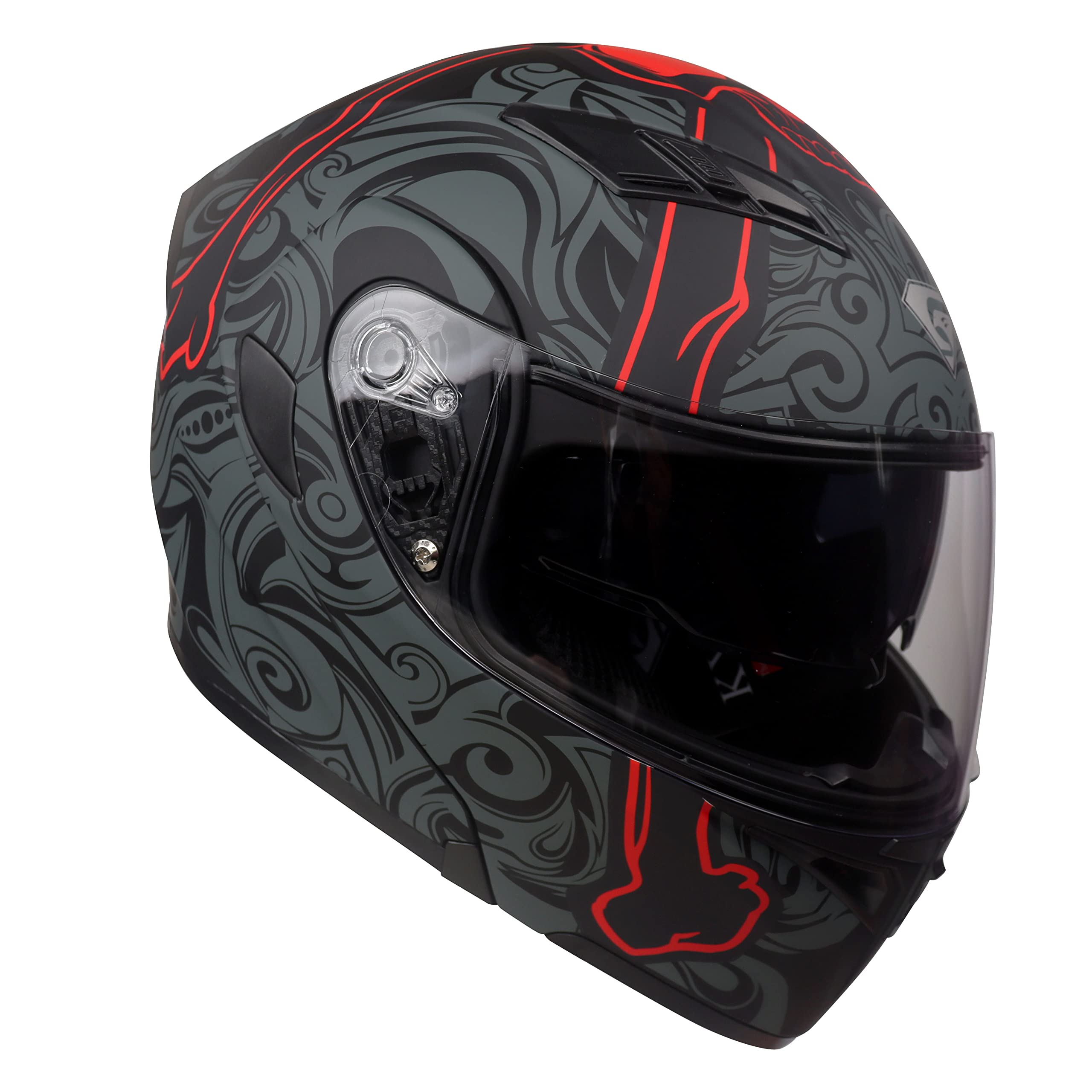 Kypara Motorcycle Dual Visor Flip Up Modular Full Face Helmet With Dot Certification Of Impressionism (Lucifer, M)