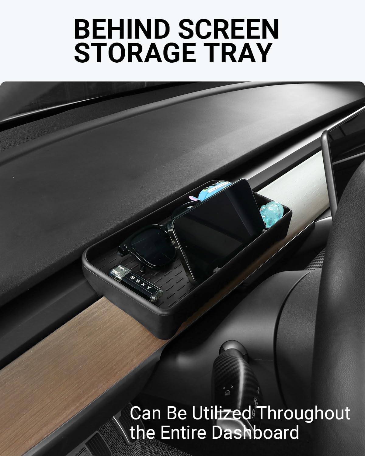 Motrobe 5Pcs Tesla Model Y 2021-2024 Model 3 2021-2023 Center Console Organizer Cup Holder Insert Behind Screen Storage Tray Flo