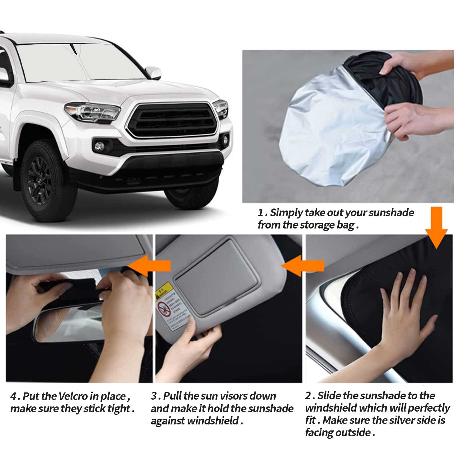 Moricere Upgrade Windshield Sun Shade For Toyota Tacoma 2016-2023, Foldable Windshield Sun Visor Blocks Uv Rays