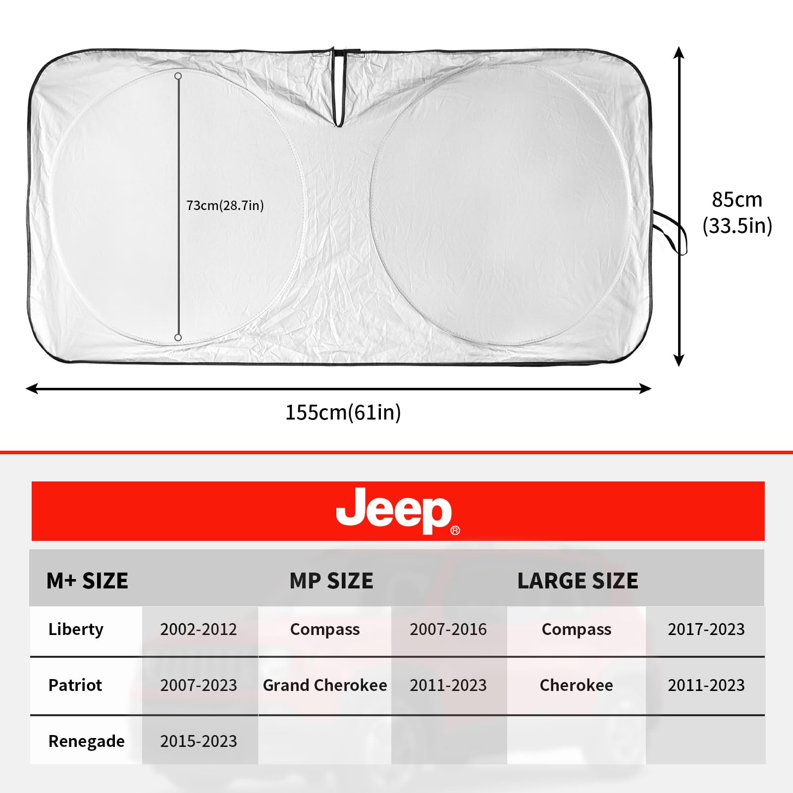 Insauto For Jeep Compass Windshield Sun Shade For Jeep Grand Cherokee Suv 2011-2023-Front Sunshade Car Sun Visor Cover Protector