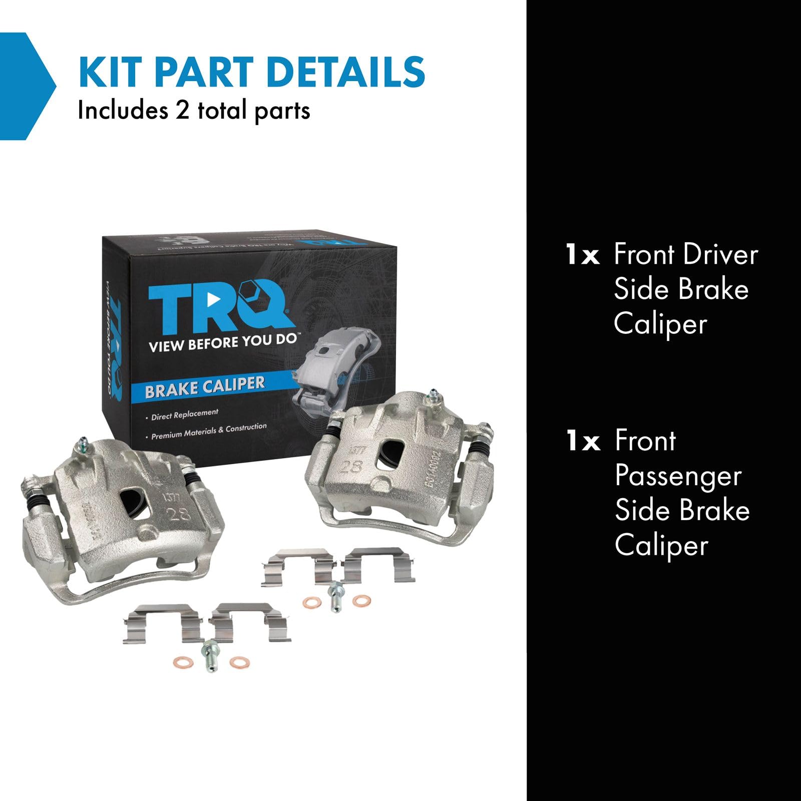 Trq Front Brake Caliper Set Compatible With 2005-2009 Hyundai Tucson 2005-2010 Kia Sportage