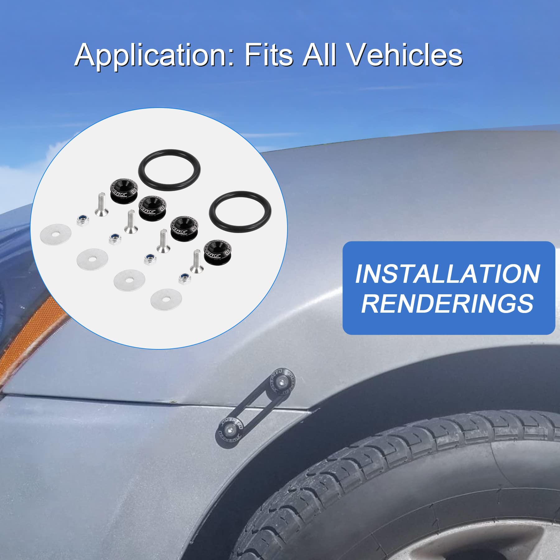 Jdmspeed Black Universal Cnc Billet Bumper Trunk Quick Release Fastener Kit