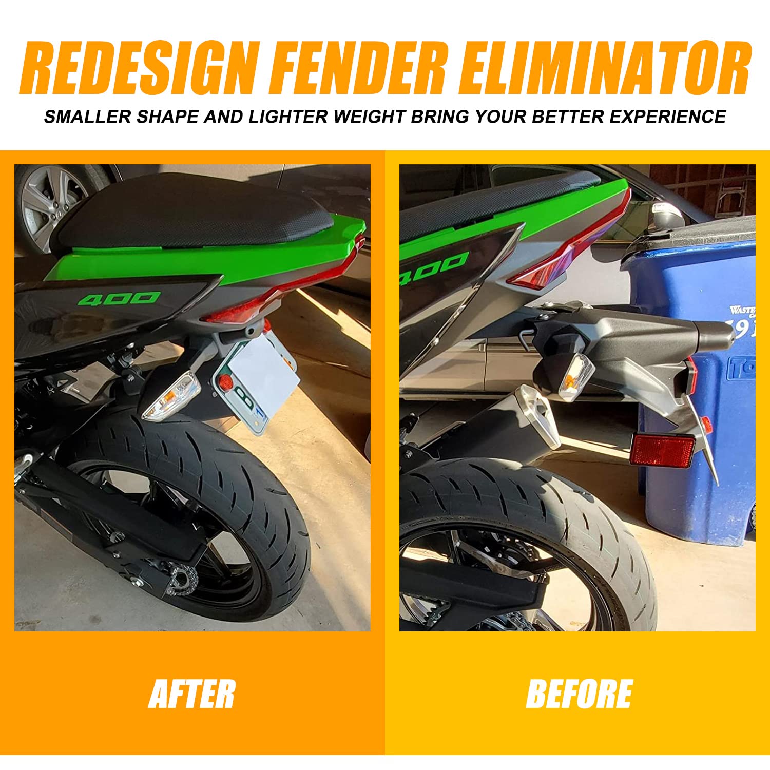 Ransoto Ninja 400 Fender Eliminator Kit Ninja 500 Fender Eliminator Compatible With 2018-2024 Kawasaki Z400 Ninja 250 License Pl