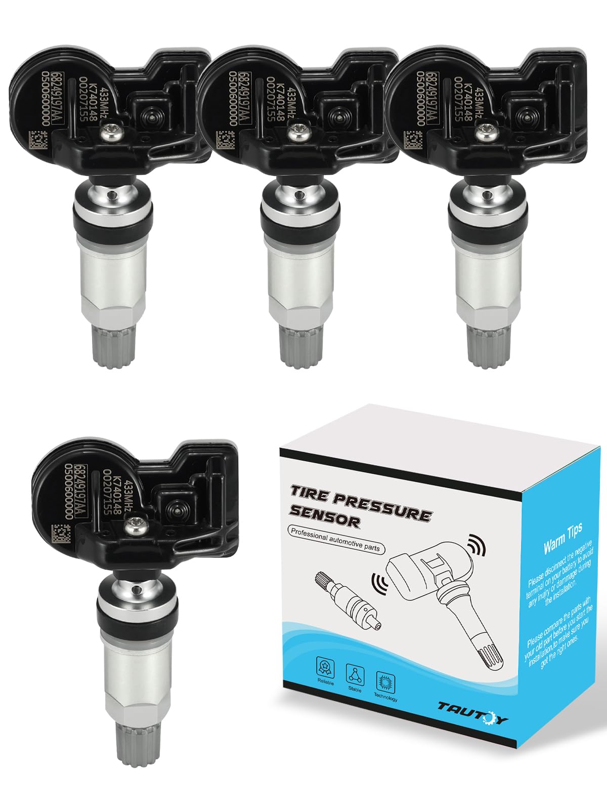 TAUTOY Upgrade TPMS Sensor Tire Pressure Sensor Replacement Sensors 434MHz Compatible with 2014-2018 Jeep Cherokee Dodge Ram 150