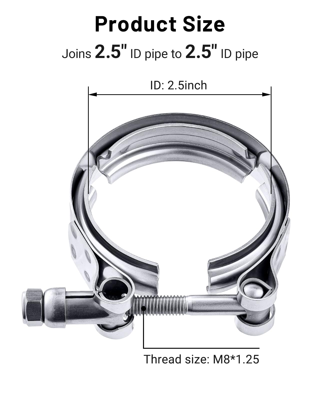 Evil Energy 2.5 Inch V Band Clamp For Flange Kit Stainless Steel (No Flanges)