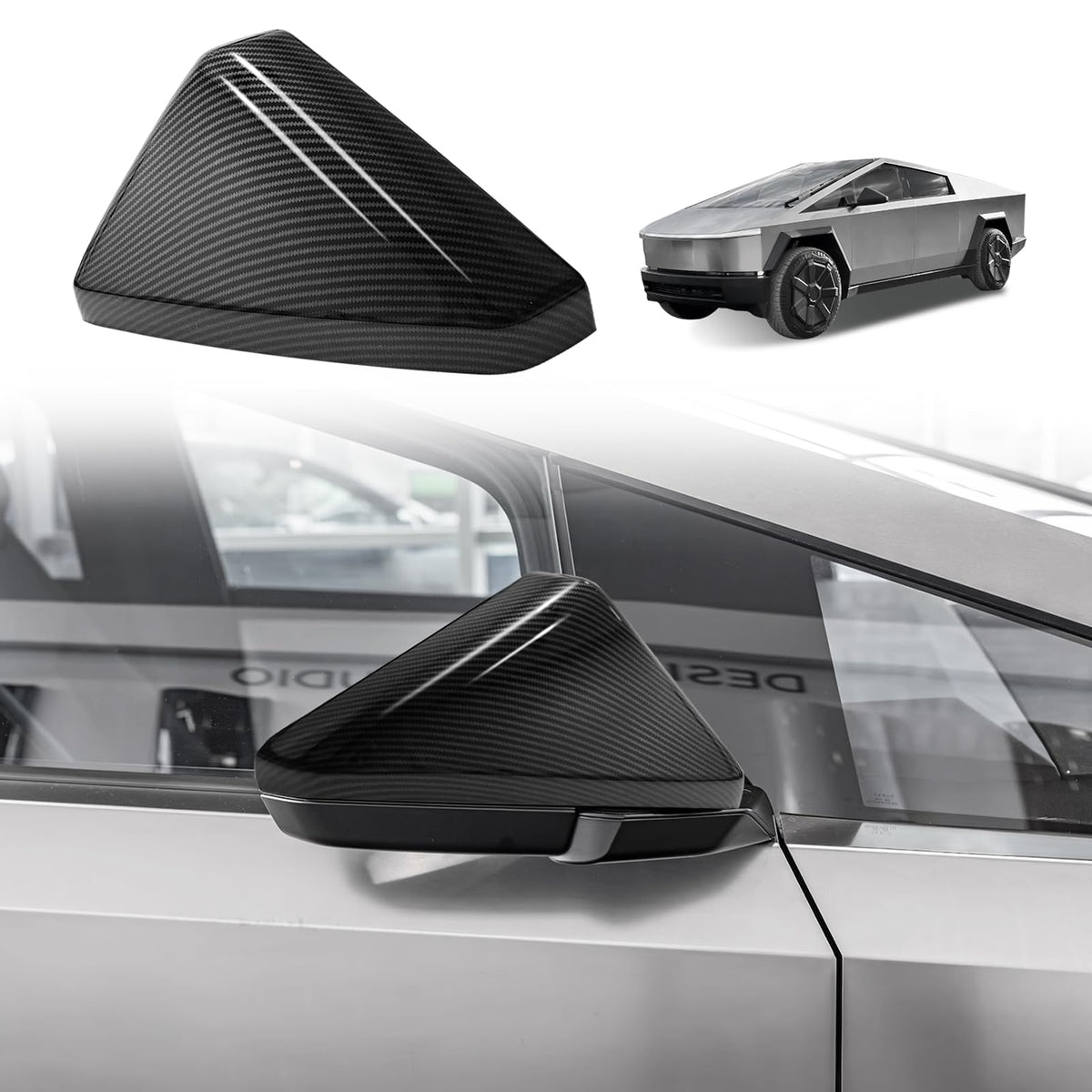 BestEvMod Door Side Rearview Mirror Cover Caps Protection Covers Direct Add-on Compatible with 2023 2024 2025 Tesla Cybertruck E