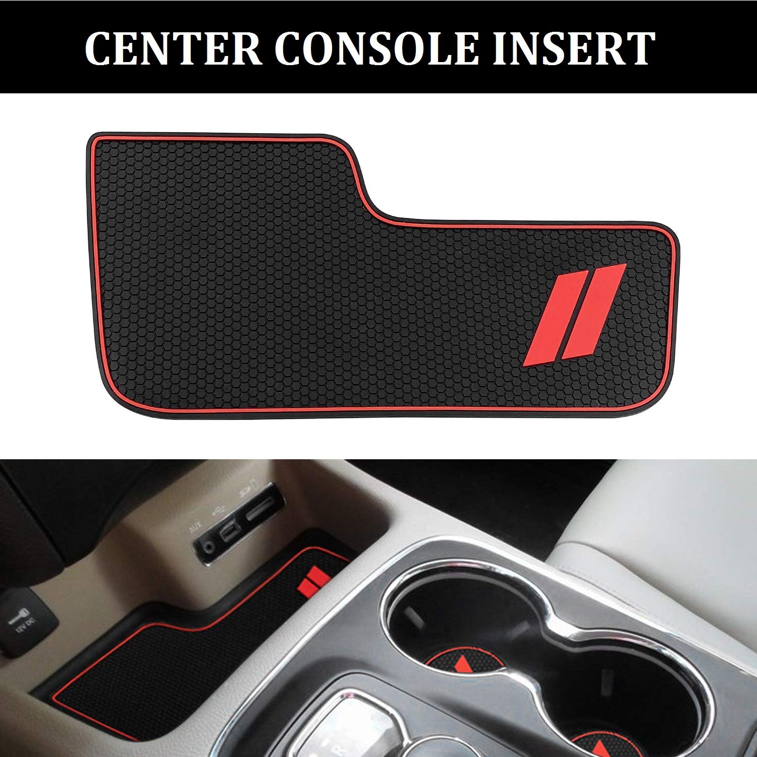 5pcs Cup Holder Liner Compatible for Dodge Durango 2014-2020 Custom Fit Cup Holder Insert & Center Console Mats Non Slip Storage Bin Trim Mat
