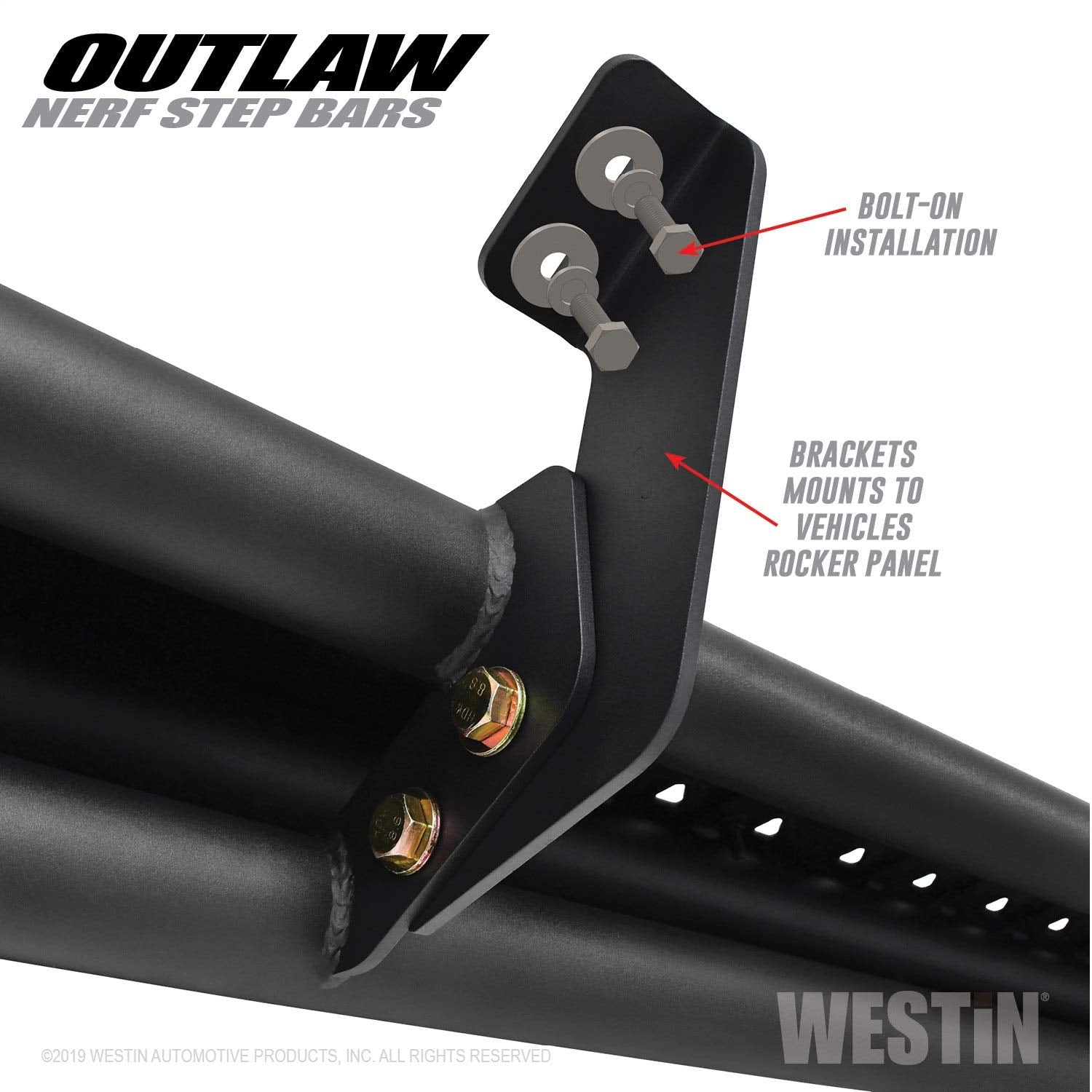 Westin 58-54085 Outlaw Nerf Step Bars Fits 2019-2023 Ram 1500 Crew Cab (Excl. Ram 1500 Classic) Textured Black 1 Pair
