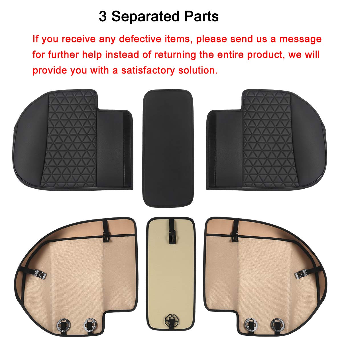 Black Panther Luxury Pu Leather Rear Bench Car Seat Cover Adjustable Length (49-55'') Fits 90% Standard 5 Seats (Sedan Suv), For