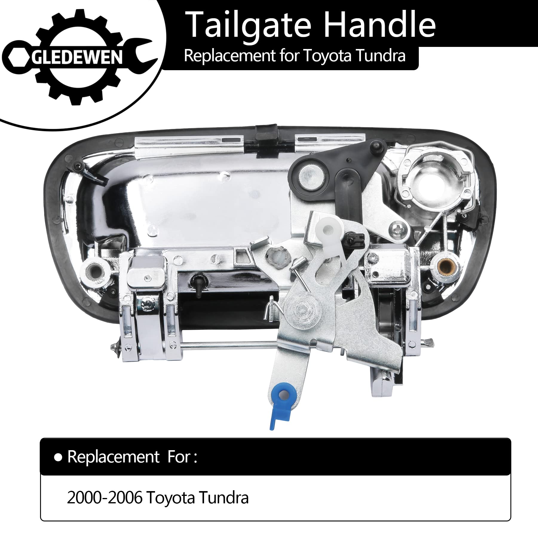 Gledewen Chrome Tailgate Door Handle, Compatible With 2000-2006 Toyota Tundra, Exterior Rear With Keyhole | Replaces# 69090-0C01