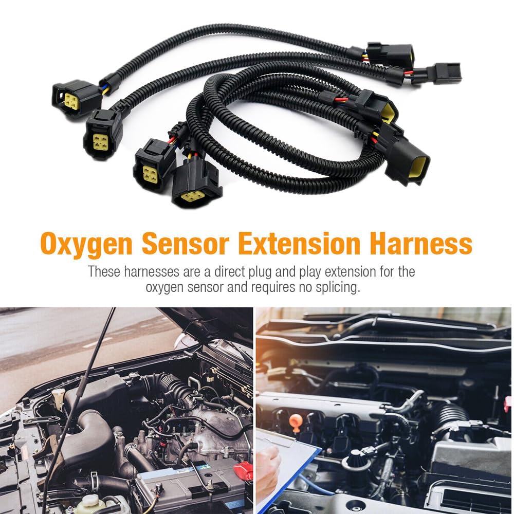 4Pcs O2 Oxygen Sensor Extension Harness Compatible With Dodge Jeep Chrysler Srt Ram 1500 Charger