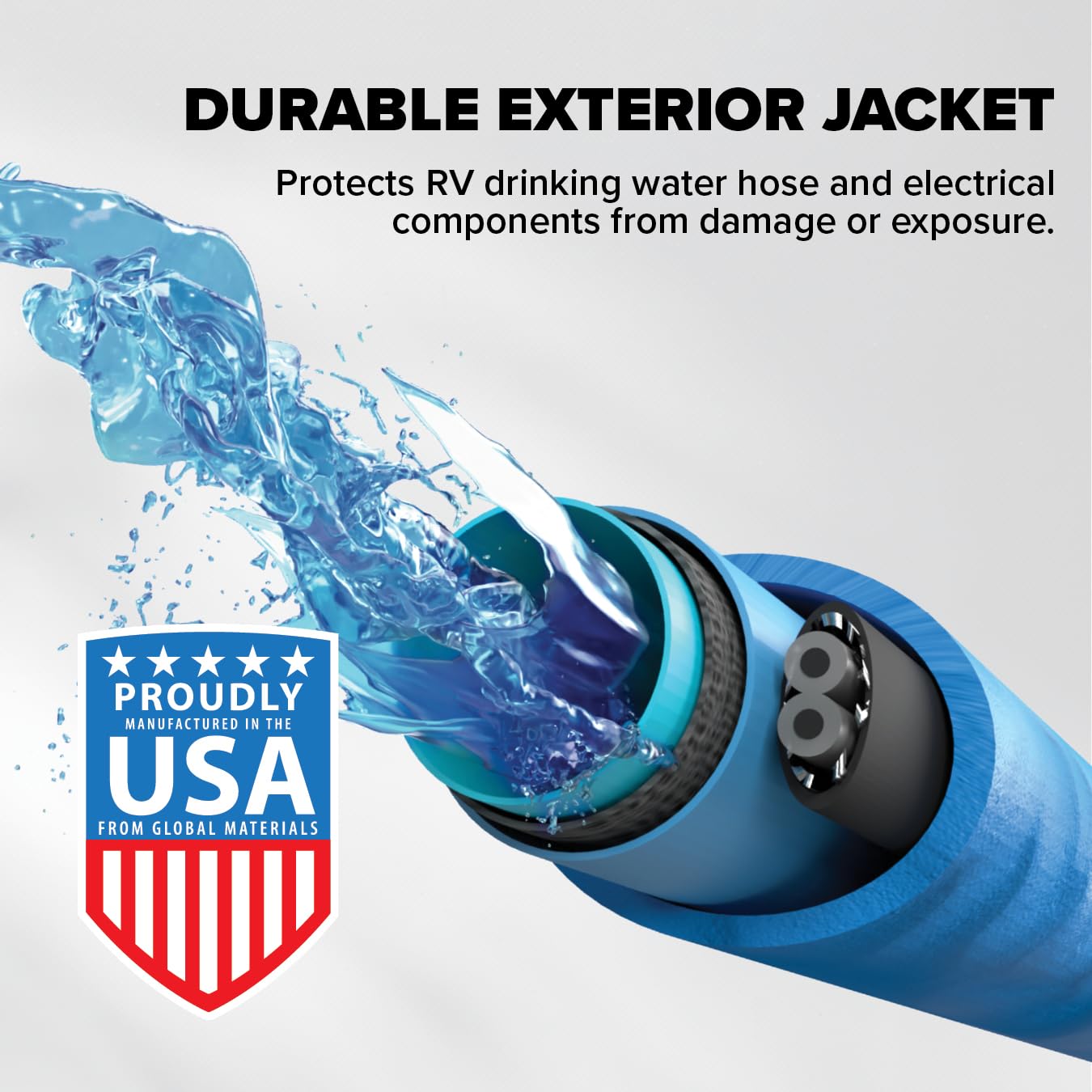 Camco 50' Heated Water Hose for RV — Prevents Freezing Down to -20° — Certified For Drinking Water & Lead-Free — Great for Campers, Livestock, Agriculture, Kennels, etc. — 5/8&quot; ID(22912-A)