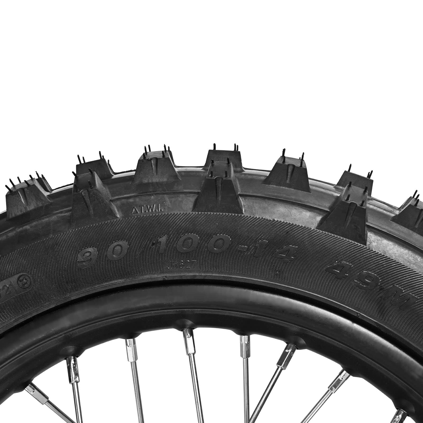 Trkimal 90/100-14 Rear Wheel Tire and Rim Inner Tube with 15mm Bearing Assembly For Dirt Pit Bike (90/100-14(15mm bearing))