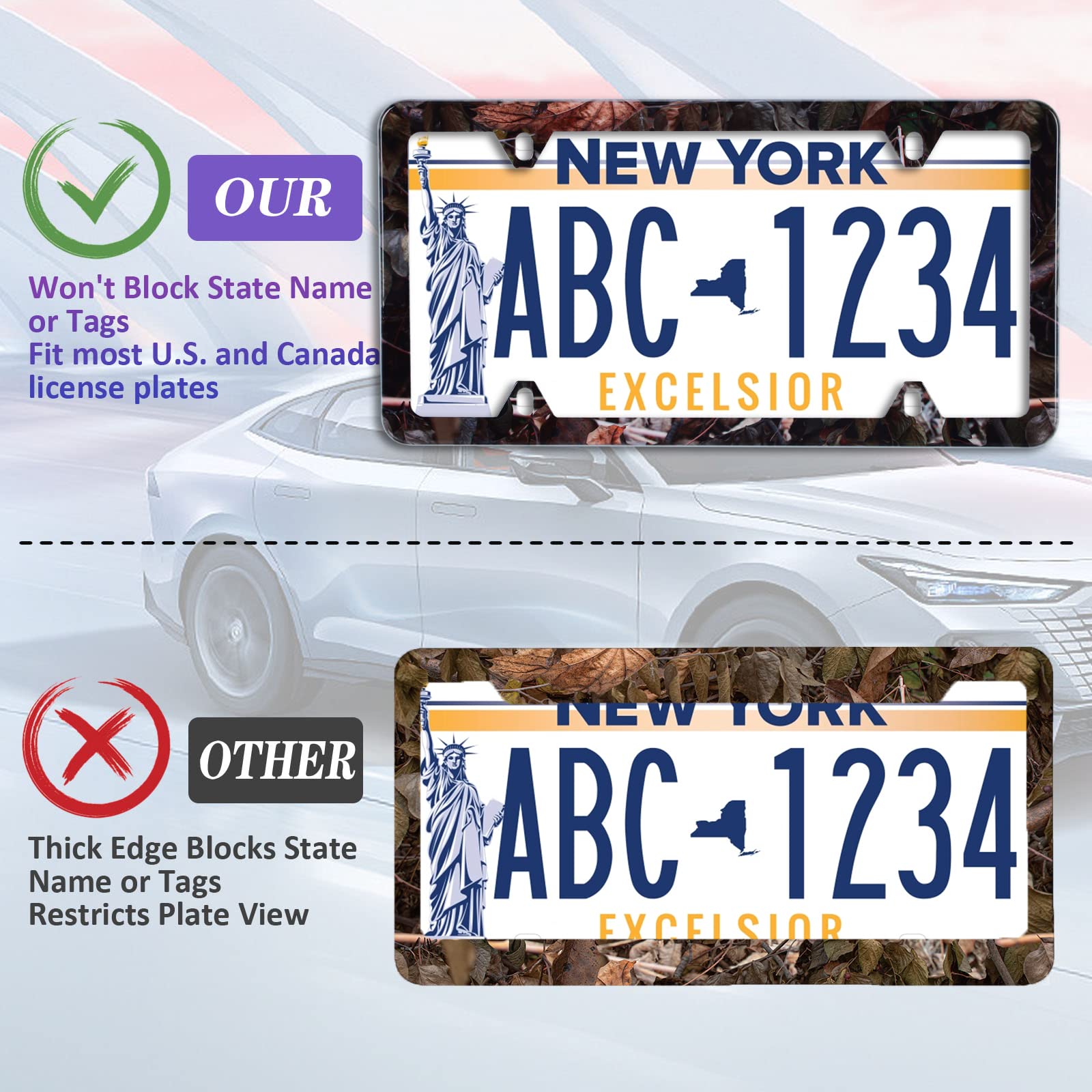 Realistic Forest Camouflage Camo Pattern License Plate Frame Stainless Steel Car License Plate Frame Accessory Car Plate Frame D