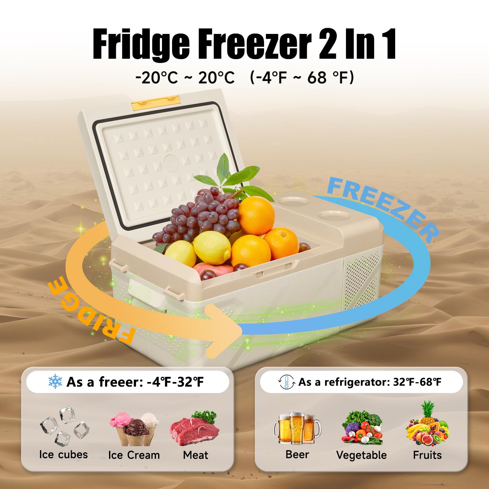 Alpicool KM15 Portable Freezer - 12V Car Refrigerator, 17Qt Fast Cooling, Grey, Ideal for Outdoor, Camping, RV, Truck