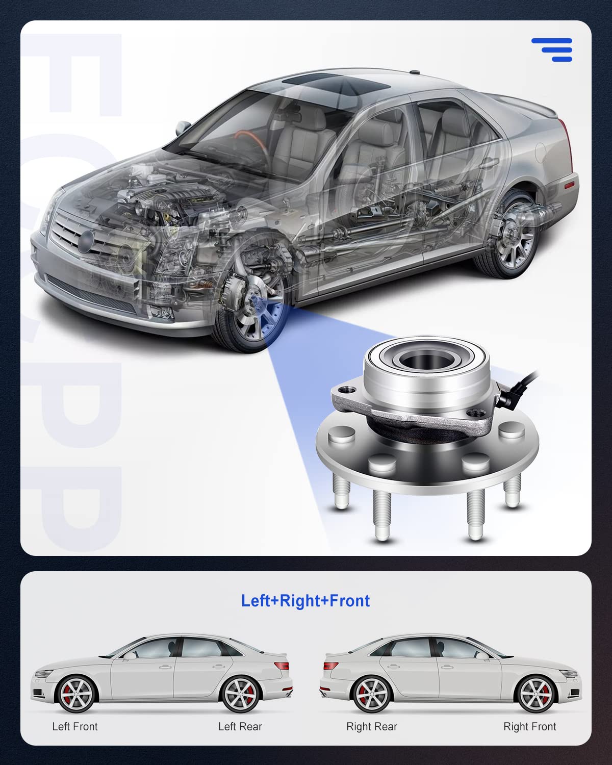 Eccpp Wheel Hub And Bearing Assembly Front 515036 Fit For Chevrolet Silverado 1500 Gmc Sierra 1500 Cadillac Escalade Chevrolet Tahoe 1999-2007 4Wd 4X4 Only 6 Lugs Wheel Hub With Abs 3 Bolt Flange