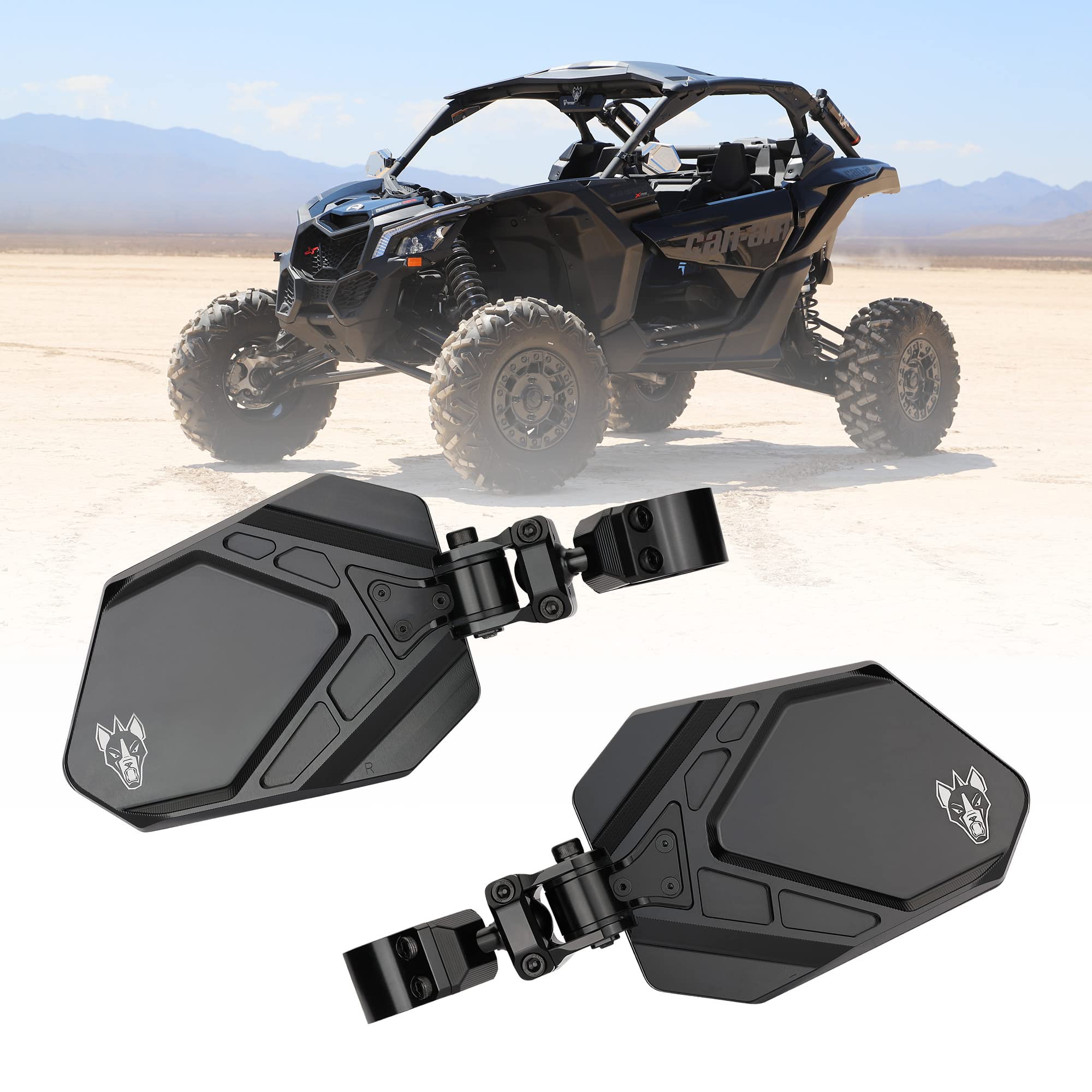 CUERO PRO Black 1.75'' - Side Mirrors for UTV Set - UTV Mirror Set Includes 2 Mirrors - Compatible with Bar Size of 1.75'' - RZR