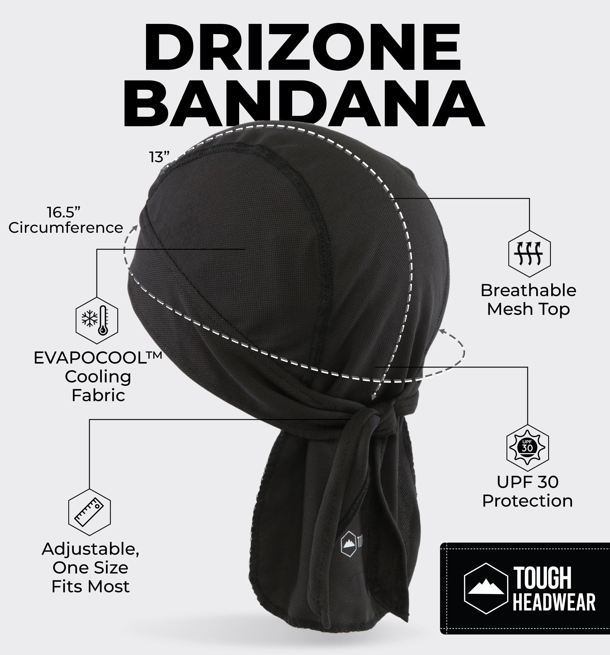 Tough Headwear Skull Caps - Head Wraps For Men - Summer Mens Dreads Do Rag - Cooling Helmet Liners - Hard Hat Liner, Du Rag - Wo