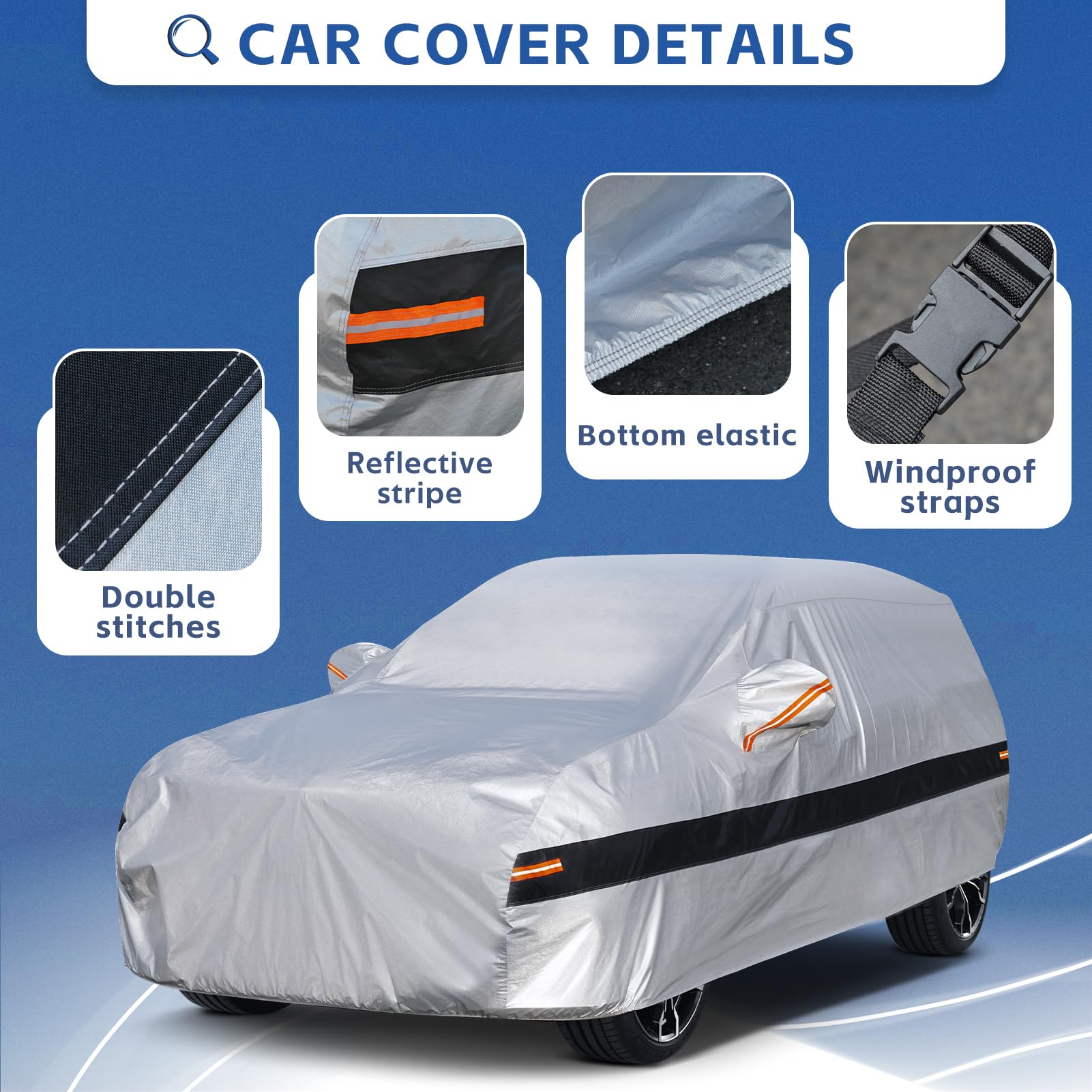 Holthly 10 Layers SUV Car Cover Custom Fit for Toyota RAV4 (2005-2024) Waterproof All Weather for Automobiles, Full Cover Sun UV