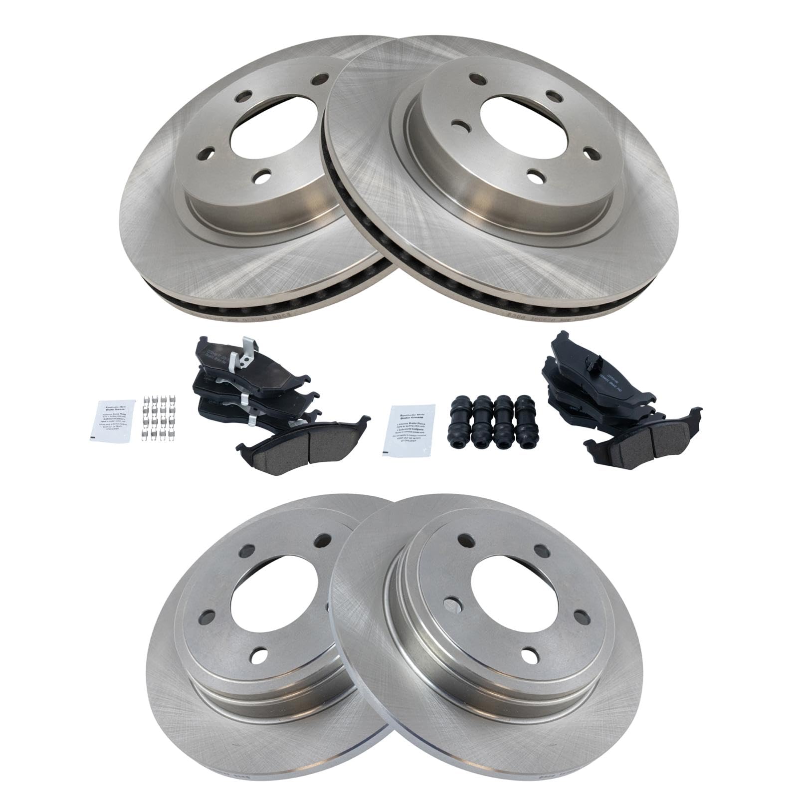 Trq Front And Rear Brake Pad & Rotor Kit Brake Pads Brake Rotor Ceramic Compatible With 1999-2004 Chrysler 300M 1998-2004 Concor