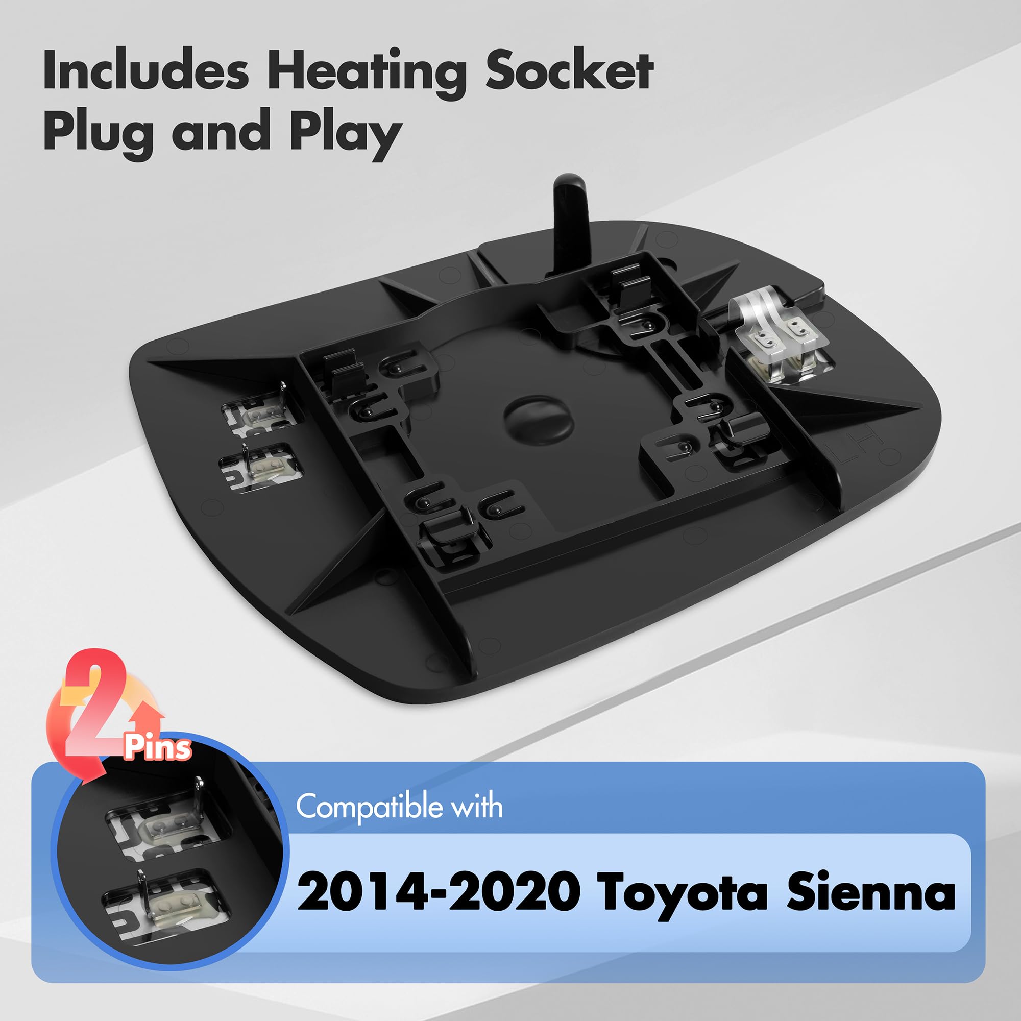 SNEMEEY Compatible with Toyota Sienna Passenger Side Mirror 2014 2015 2016 2017 2018 2019 2020, Power Heated Right Side View Mir