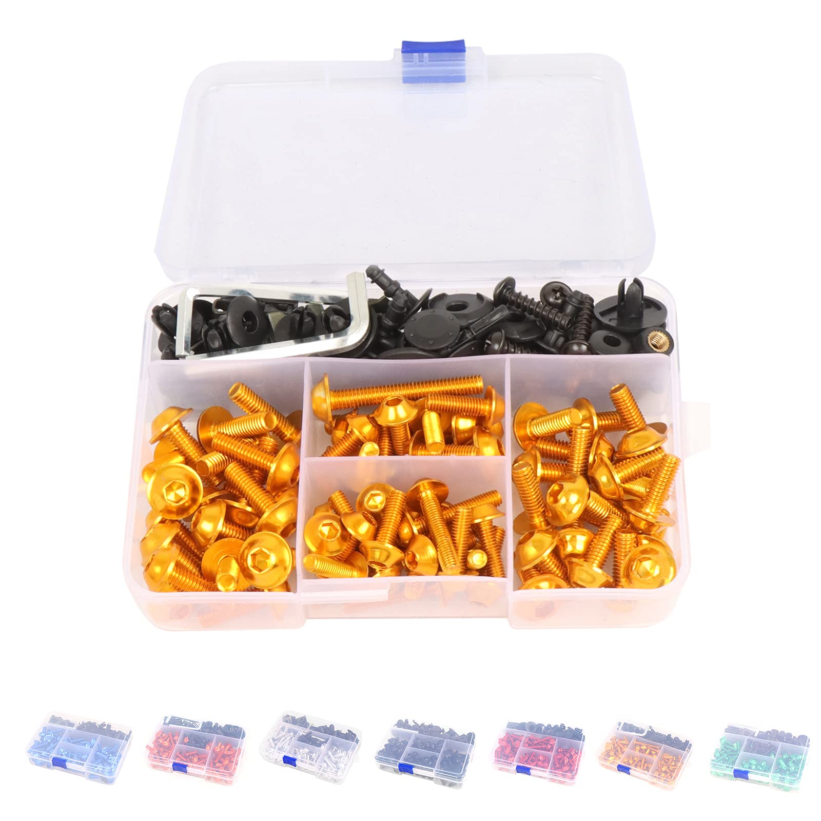 Universal Fairing Bolt Kit 195 Pcs M5 M6 Motorcycle Windscreen Screws Fasteners Accessories Replacement For Yamaha Honda Kawasak