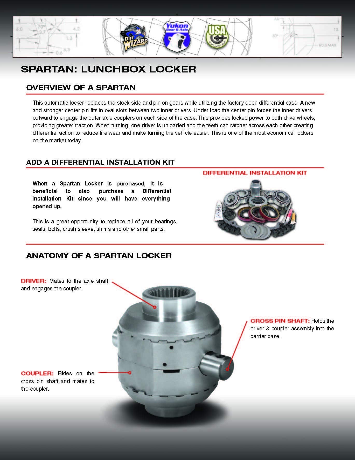 USA Standard Gear Spartan Locker for GM 8.5&quot;, 30 Spline axles, Includes Heavy-Duty Cross pin Shaft