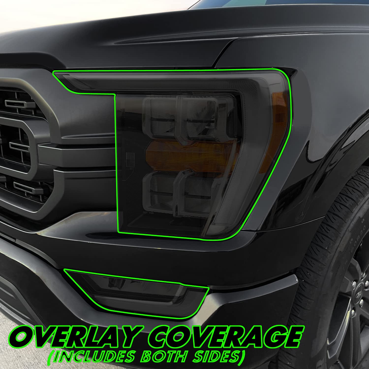 Slickmod Precut Vinyl Smoke Tint For 2021-2023 Ford F150 Headlight (20% Dark Smoke, 1. Headlight)