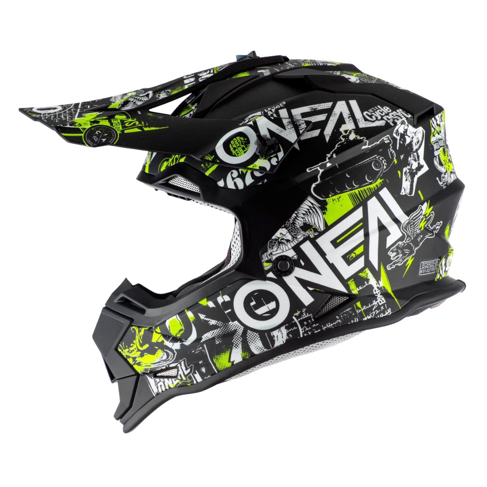 Oneal 2021 Youth 2 Series Helmet - Attack Black/Neon Yellow - Youth Large
