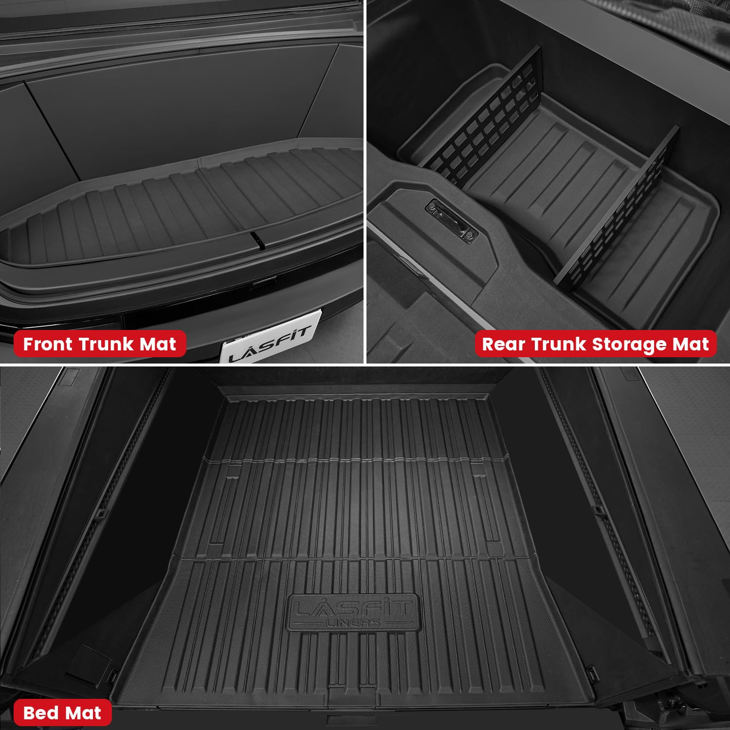 Lasfit Truck Bed Mat For Tesla Cybertruck 2024 2025 2023 6Ft Bed Liner Car Accessories, Custom Fit Tpe All Weather Pickup Cargo