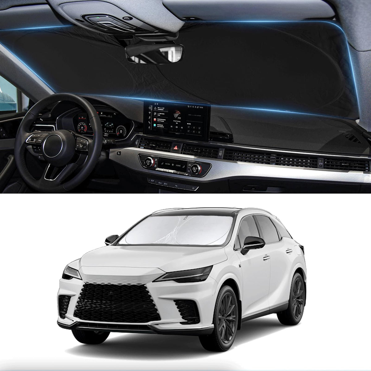 Custom Fit Lexus Rx Windshield Sunshade For 2023-2024 2025 Rx 350, Rx 350 F Sport, Rx 350L Accessories Front Window Shades Cover