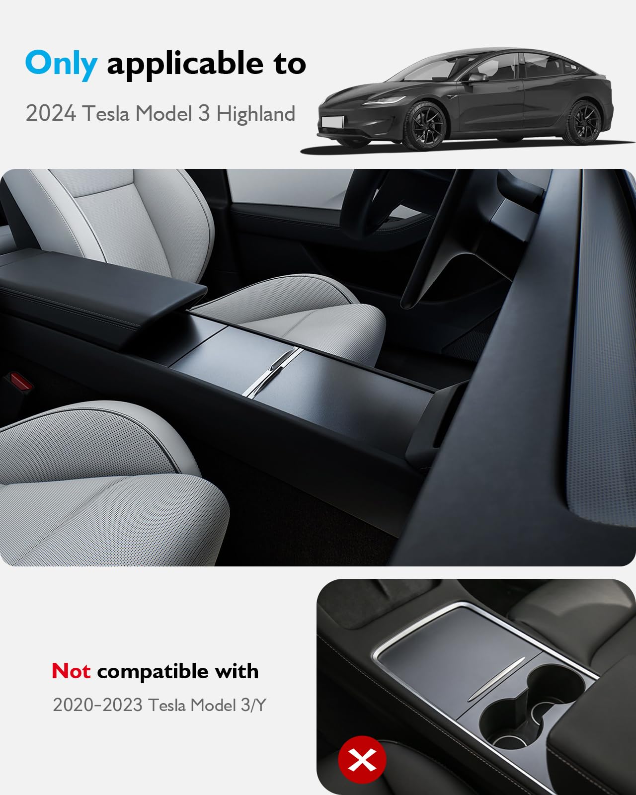 Farmogo Center Console Wrap Kit for Tesla Model 3(Highland) 2024 2025 and Model y Juniper Accessories Console Cover Interior Dec