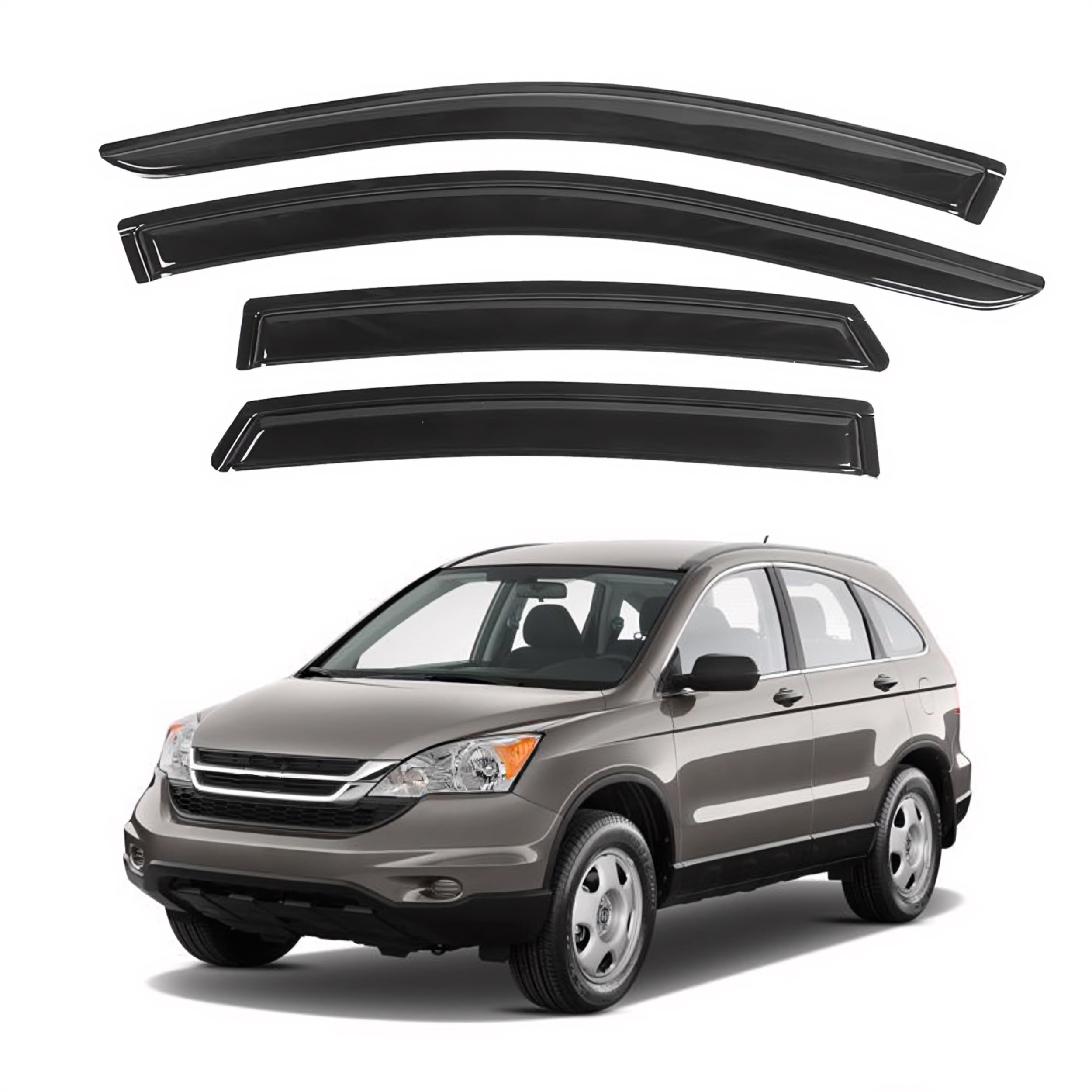 Ig Window Visor For Honda Cr-V (Crv) 2007-2011, Rain Guard Tape-On Extra Durable Sun Wind Side Vent Window Deflector Mugen Style
