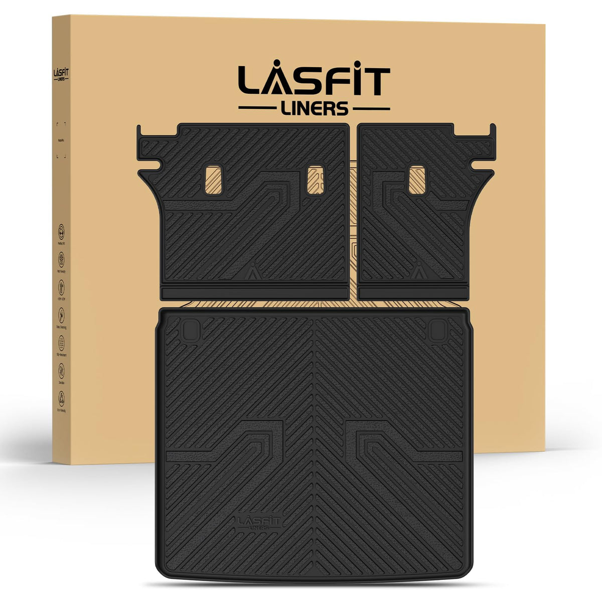 LASFIT Cargo Mat & Backrest Mats for Nissan Murano 2025, All Weather TPE Custom Fit Easy Clean Durable No-Curling Trunk Mat for 